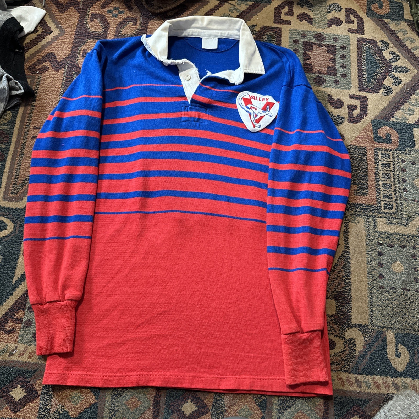 Vintage 70s Rugby Polo Shirt Medium Large Vtg Valley Kangaroos Seattle