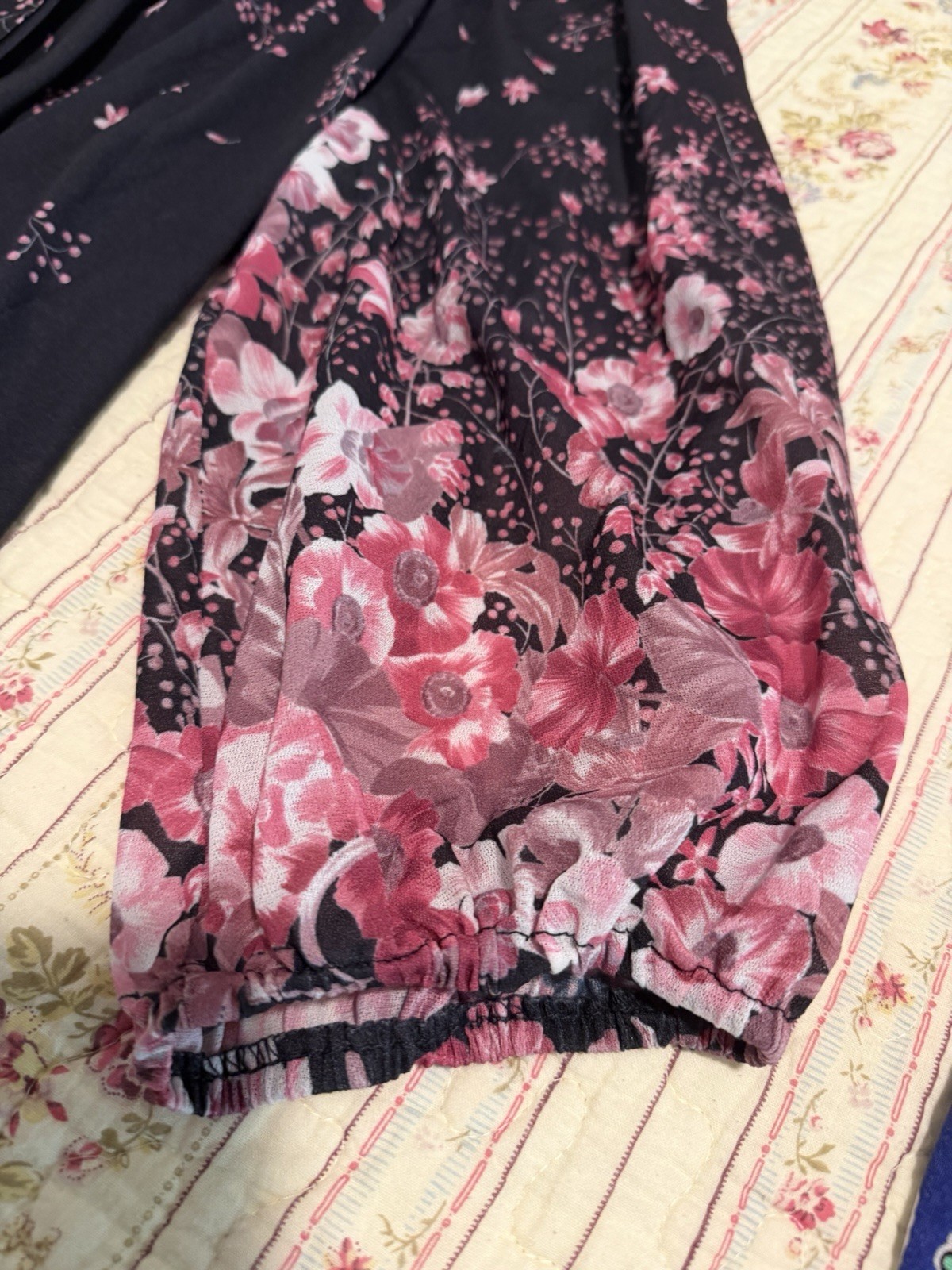 True Vintage 70s Floral Hostess Lounge Dress Semi Sheer Tie Neck Cover Up OSFM