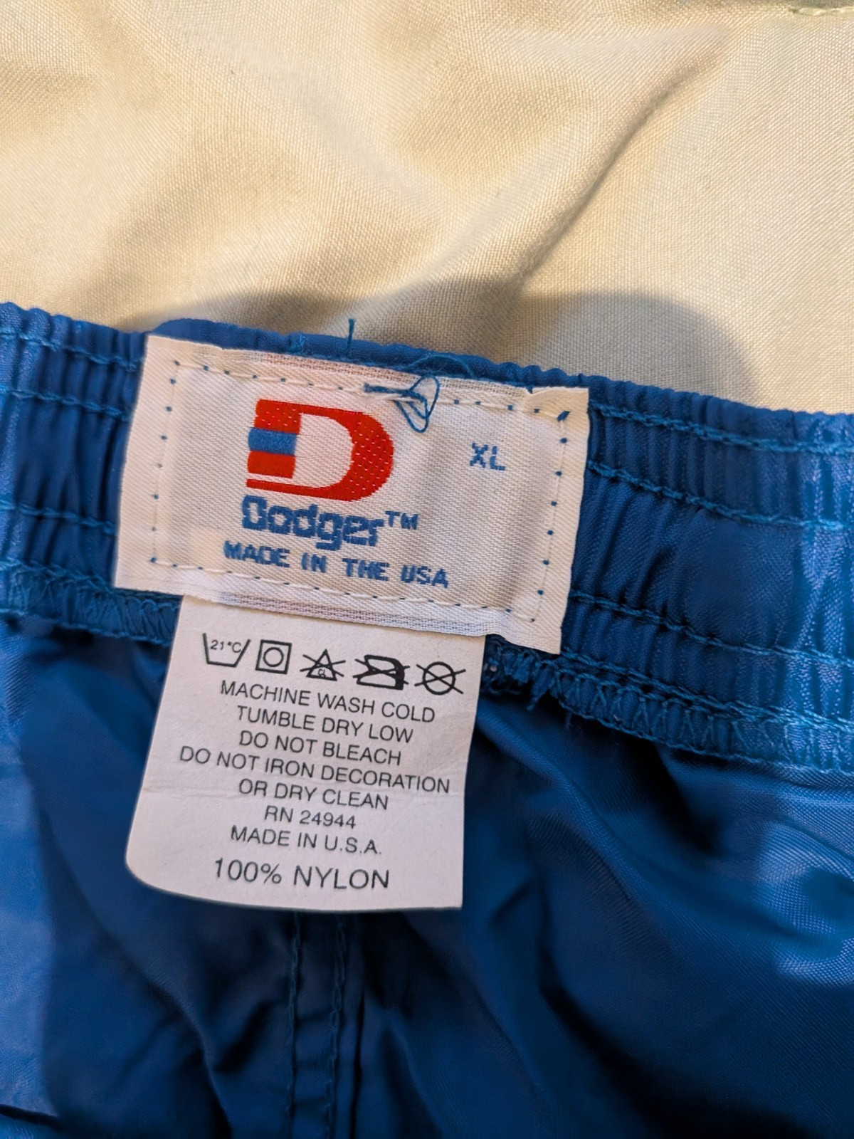 Brand New Vintage 70’s Dodger Sportswear Blue Nylon Swim Jogging Shorts Size XL