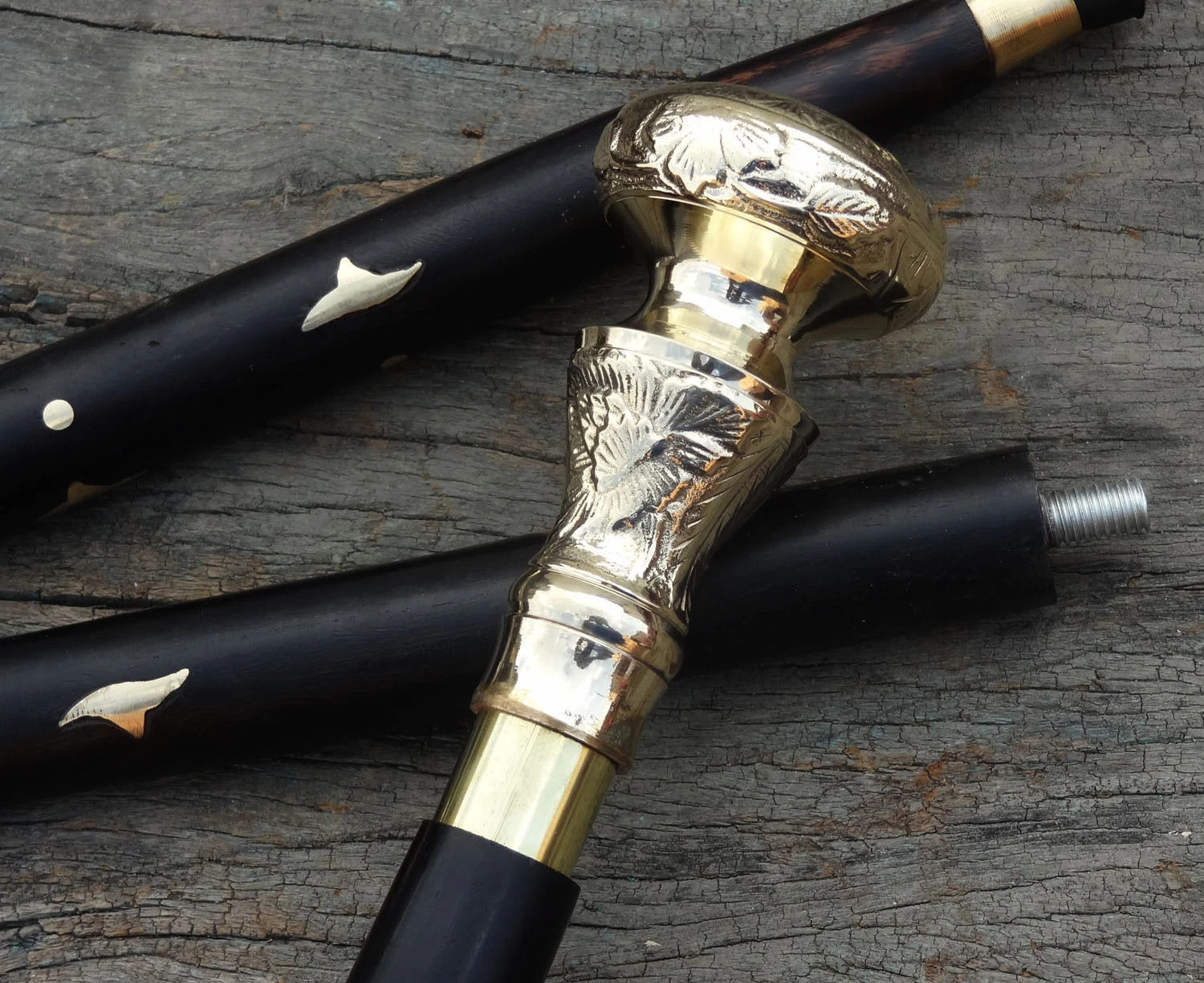 Designer Brass Handle Antique Style Victorian Wooden Walking Stick Handmade Cane