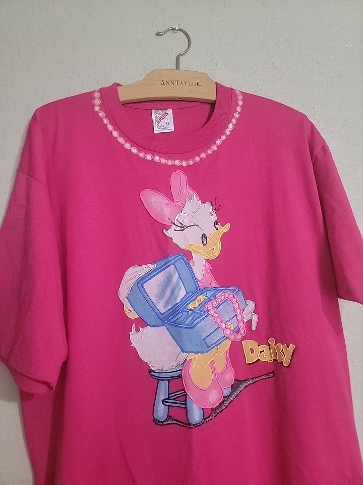 Vintage Nostalgic 80’s 90’s Puffy Paint Disney JERZEES SHIRT XL Daisy Duck