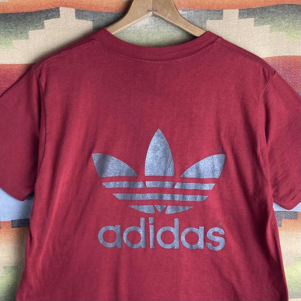 Vintage 80s Adidas Trefoil Maroon T-shirt | Size Mens Large USA 50/50