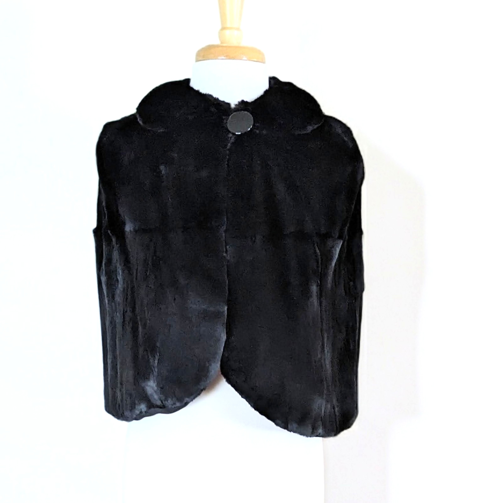 Vintage 1950s Black Faux Fur Capelet Peter Pan Collar Lamson’s Toledo