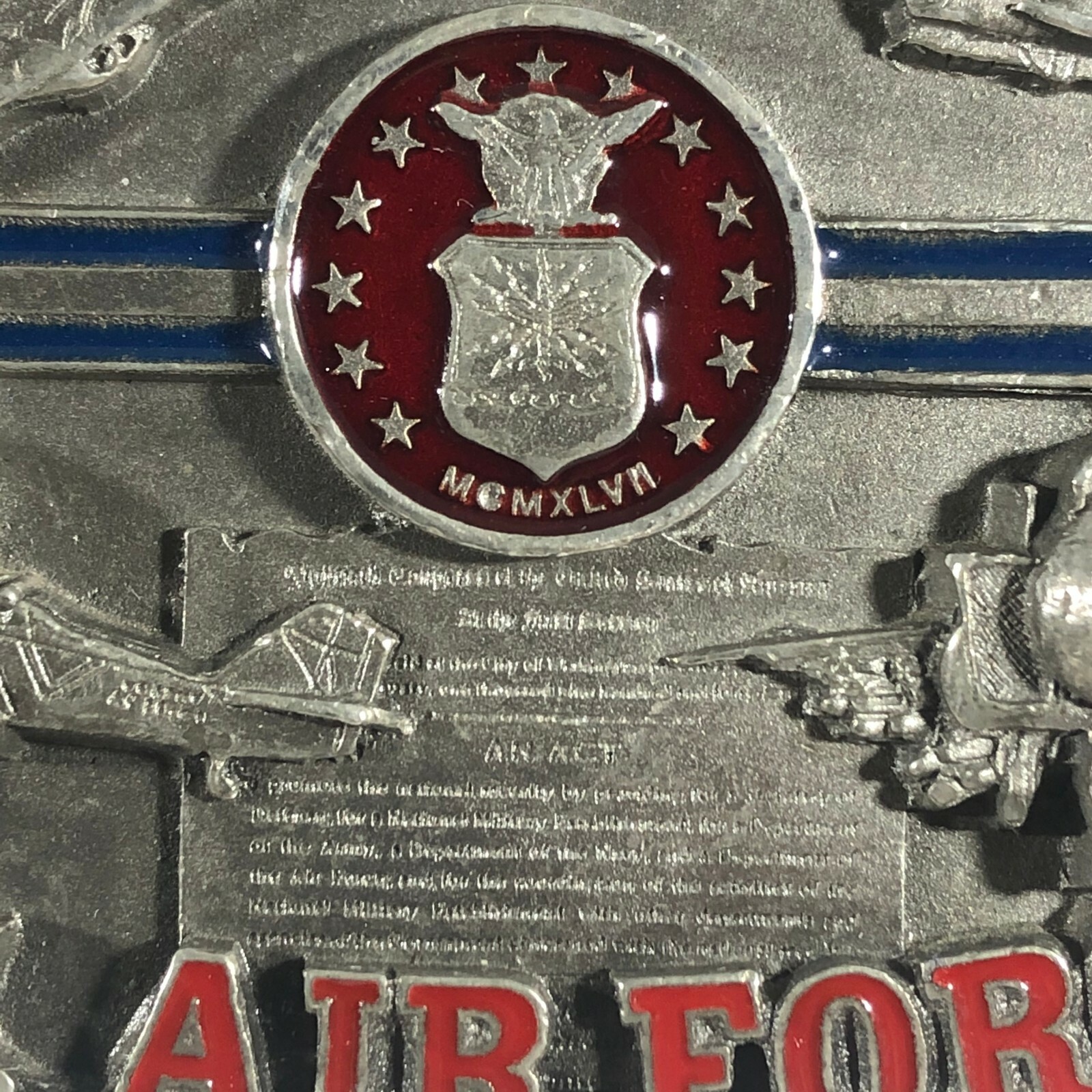 Bergamot US Air Force Metal Alloy Belt Buckle Vintage 1991 R-132 Made in USA