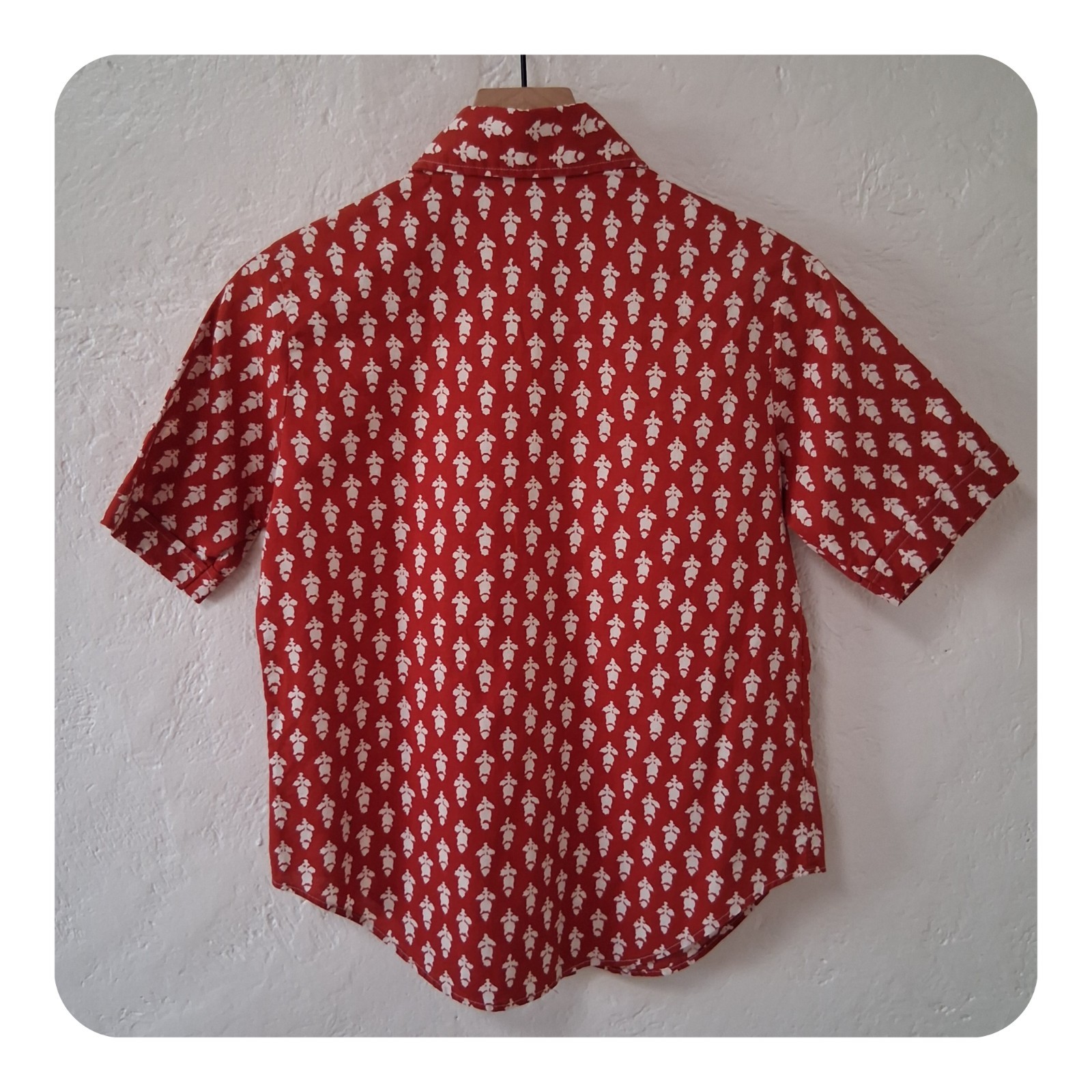 VTG 1950s JCPenney Copper Bronze Button Up Blouse Camp Collar Mid Century Mod