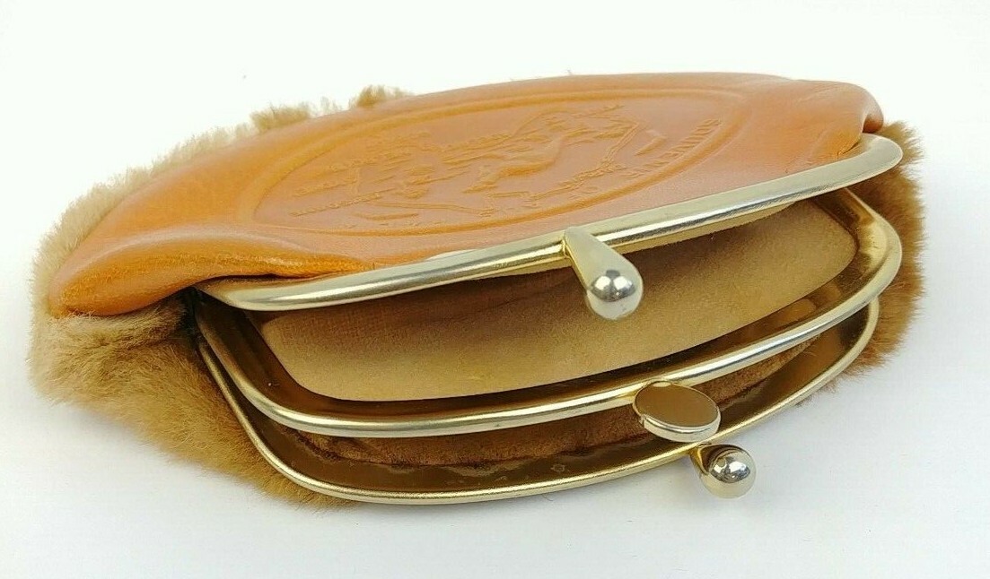 Vtg Australian Kangaroo Fur Souvenir 2 Compartment Coin Purse Clasp Closure