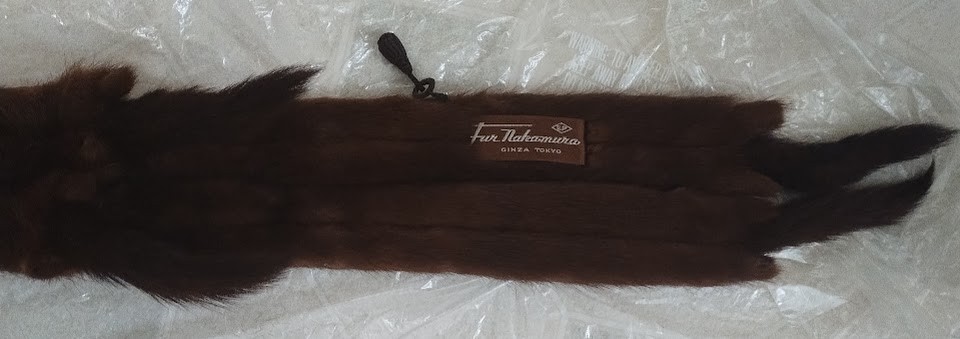 Vintage Fur Nakamura 6 Pelt Brown Mink Fur Stole Wrap Ginza Toyko, Never Worn