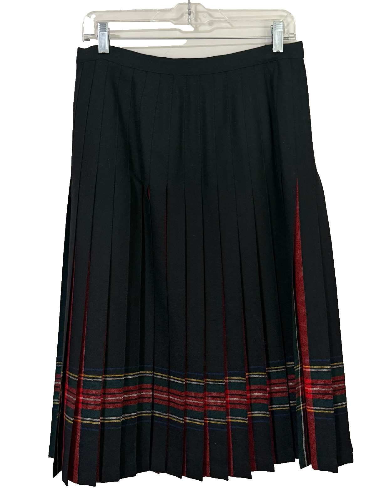 VTG Reversible Scottish Wool Pleated Skirt-Women 28″ Waist-Royal Stewart Tartan