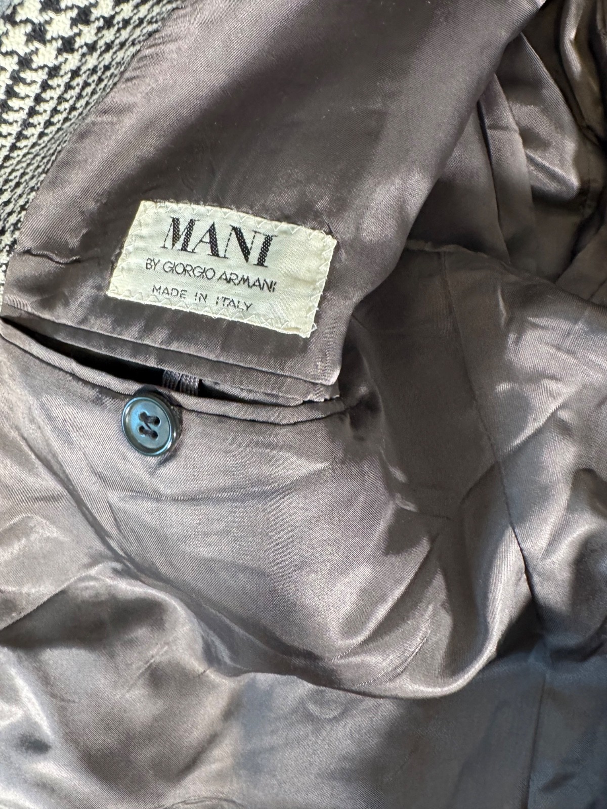 Giorgio Armani Mani Blazer Mens Houndstooth Wool Italy Sport Coat VINTAGE 40S