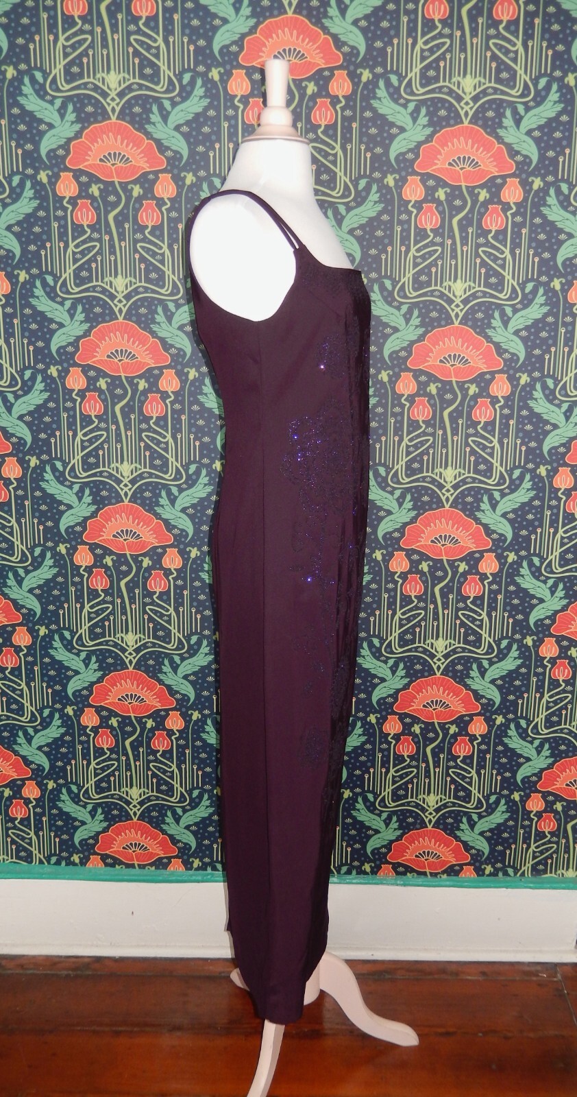 Vintage 90’s Y2K CDC Purple Beaded Whimsigoth Grunge Homecoming Maxi Dress