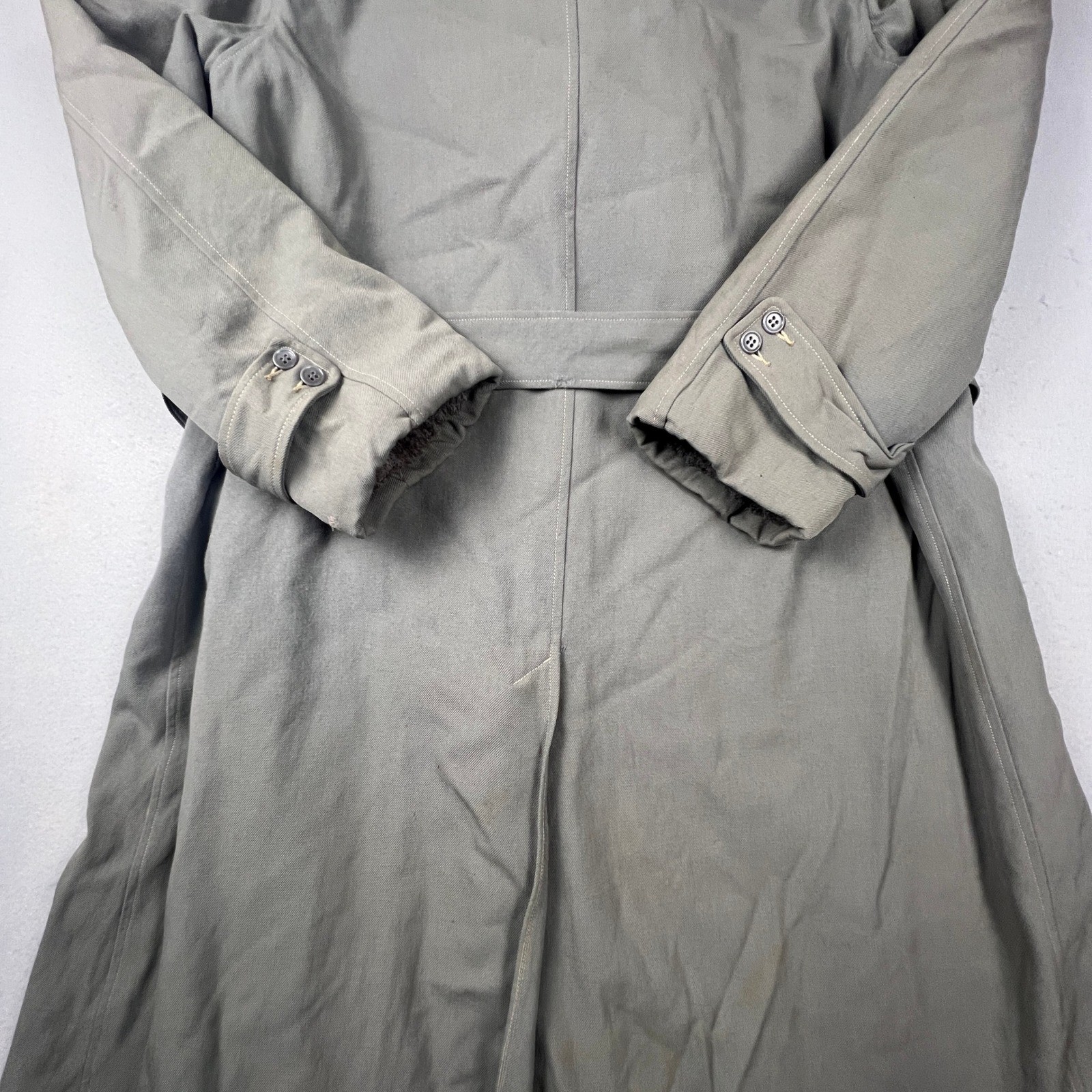 Maurice L Rothschild Alpaca Pile Overcoat Mens XL Grey Vintage Belted Parka 50s