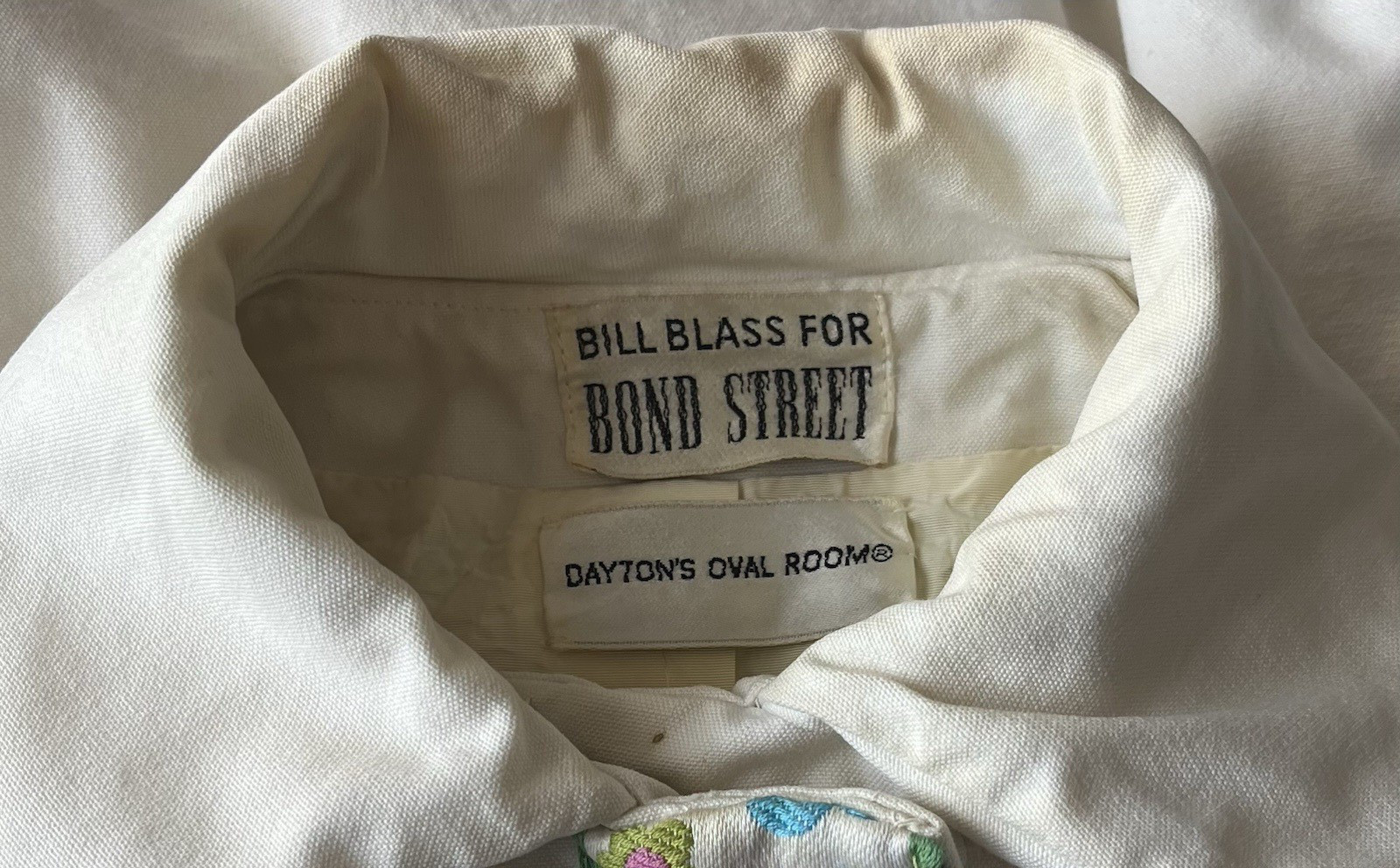 Vintage Bill Blass Bond Street White Canvas Trench and Hat Dayton’s Oval Room