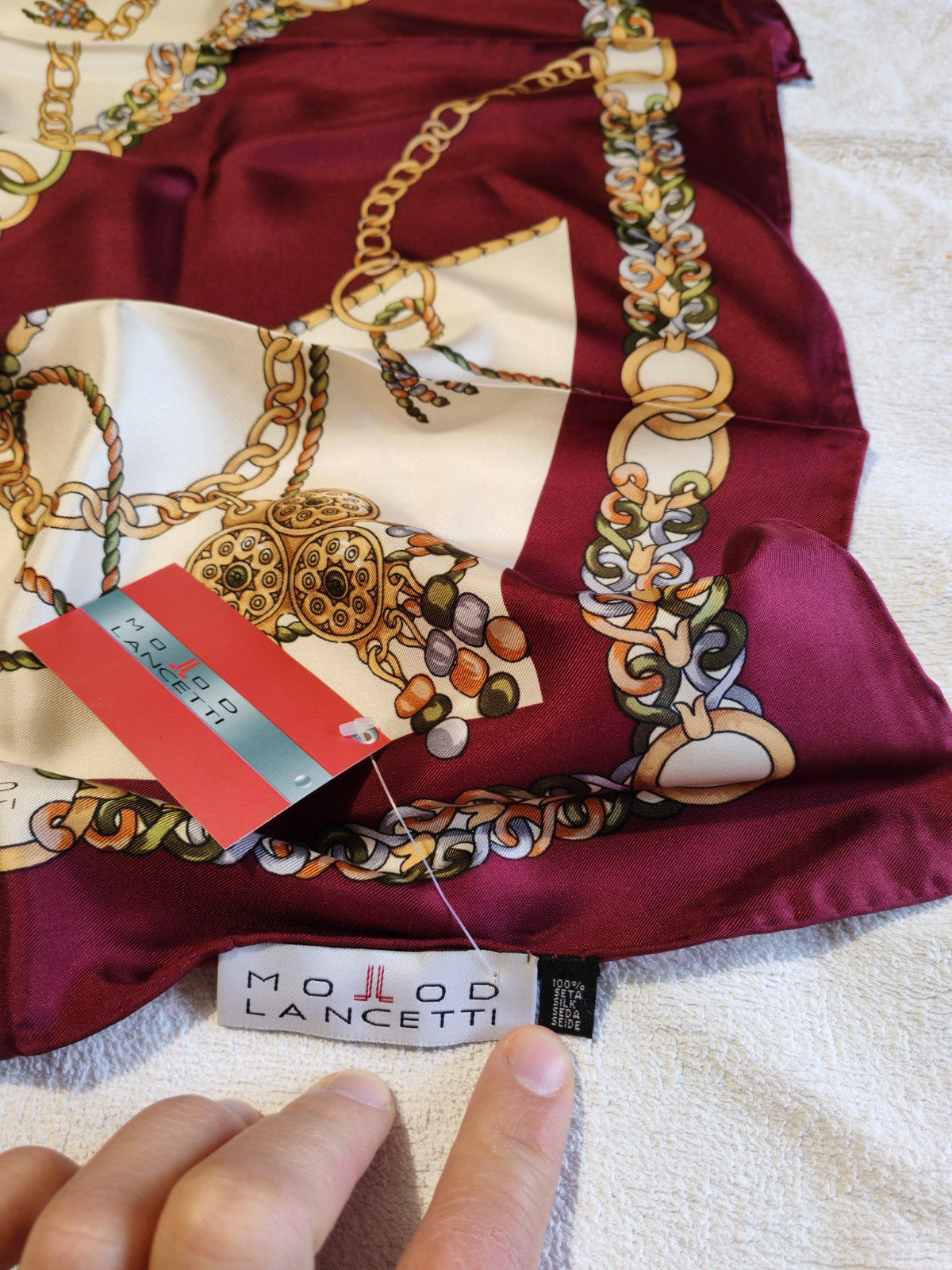 New Gorgeous Bordeaux Vintage Lancetti Vintage Scarf Scarf