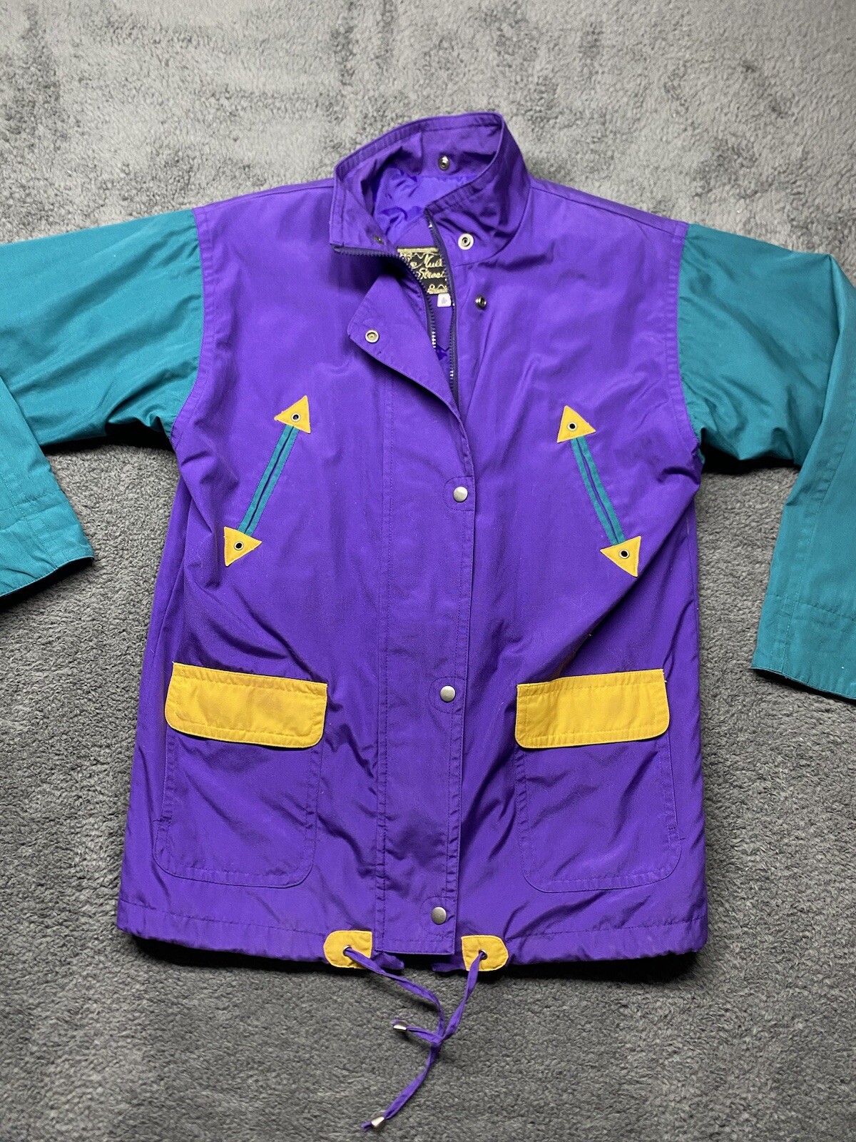 Women’s Vintage jacket Mulberry Street Geometric Winter Small ZipUp Coat 80s