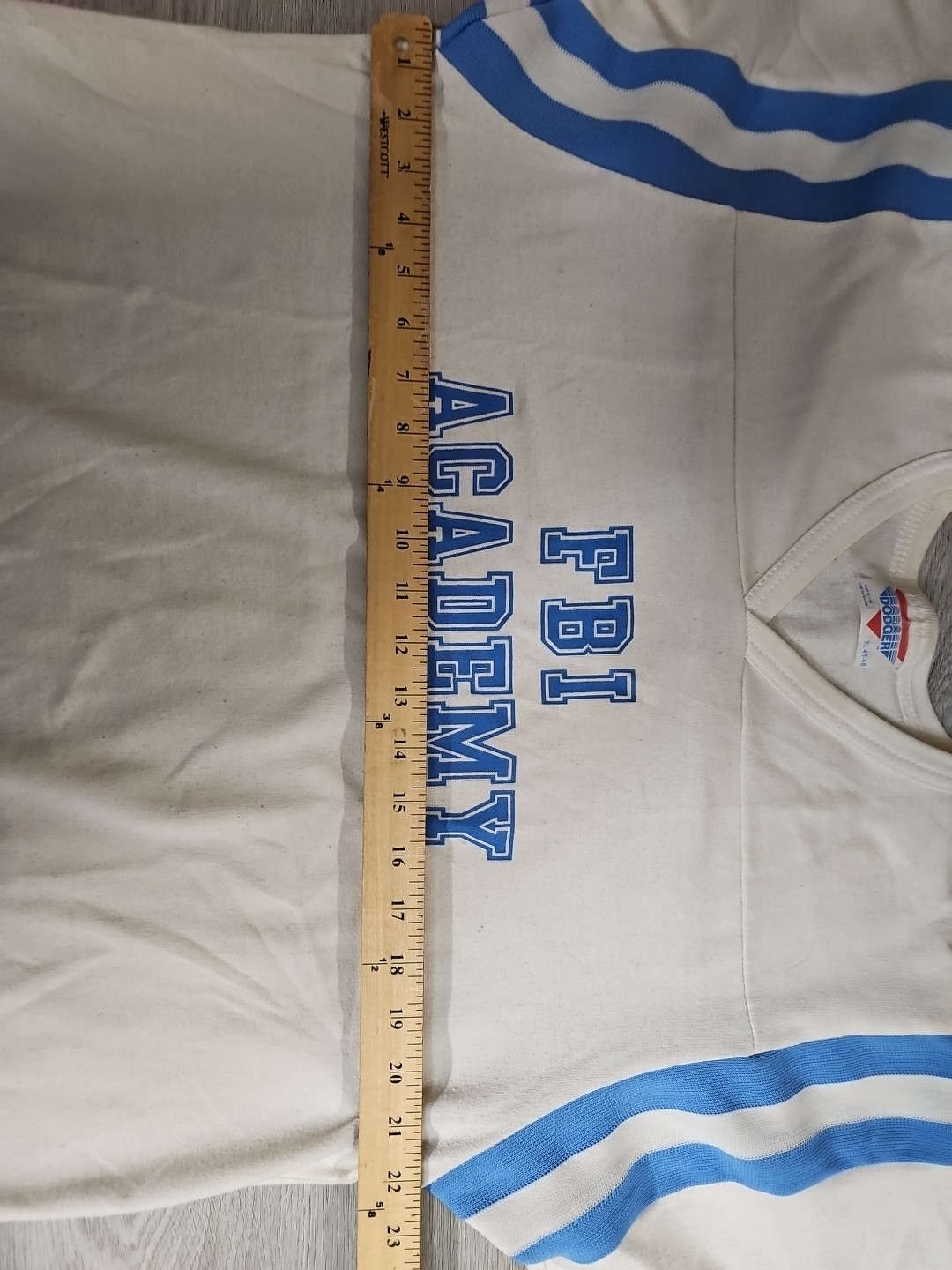 Vintage DODGER sportswear FBI ACADEMY jersey T-Shirt single Stitch USA