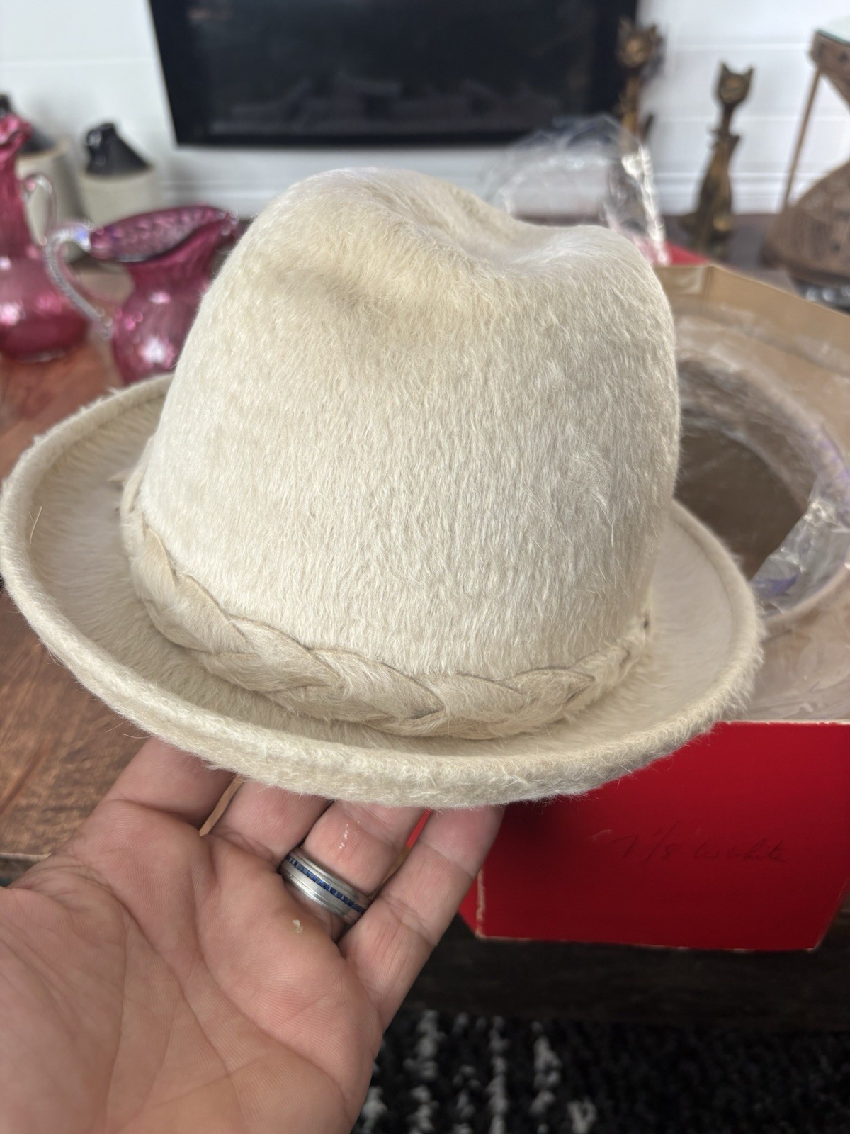 Biltmore Hat Men’s 7 1/8 Beaver Vintage Fur Stetson Antique Beaver Leather Rare