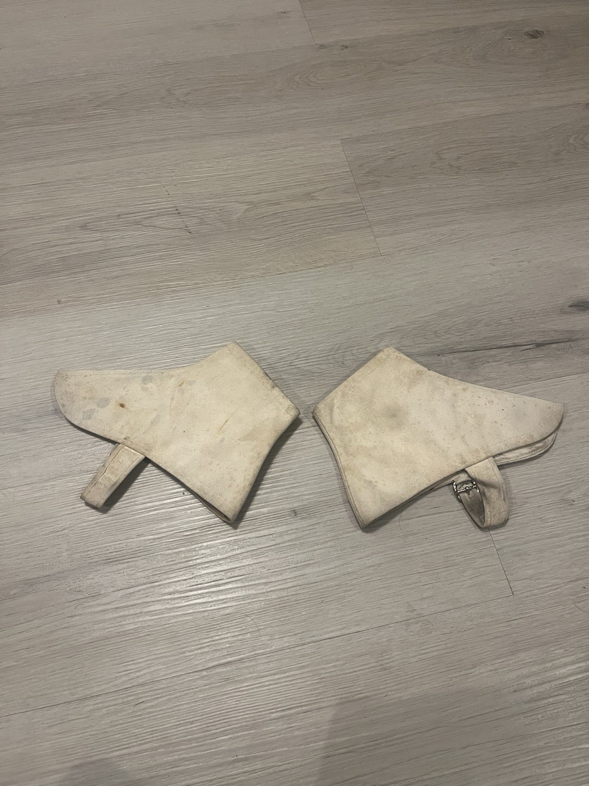 Antique White Canvas Spats 4Button Shoe Covers Gatsby Costume Steampunk VERY OLD