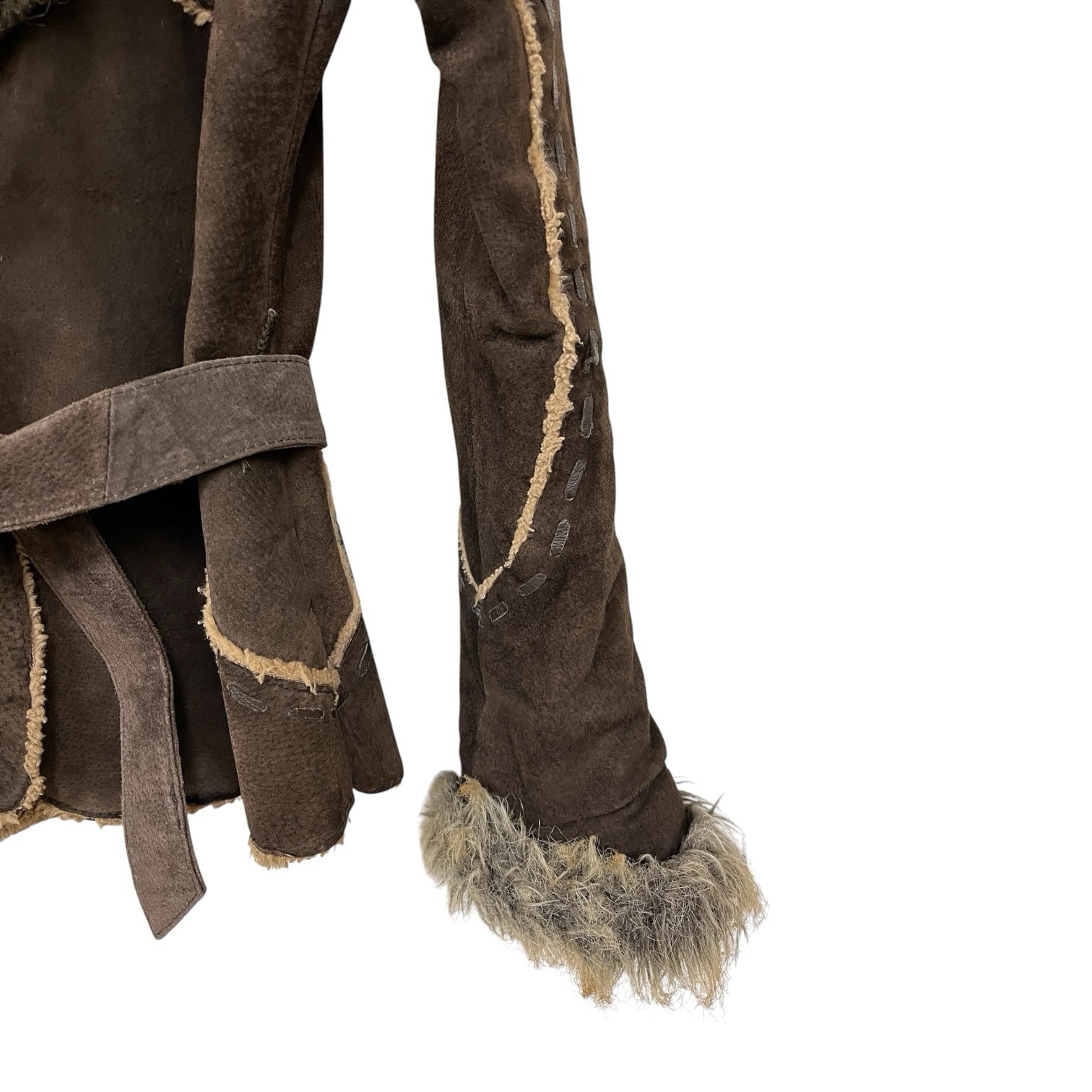 1990s Y2K Vintage Wilsons Leather Suede Jacket Penny Lane Boho Style Faux Fur S