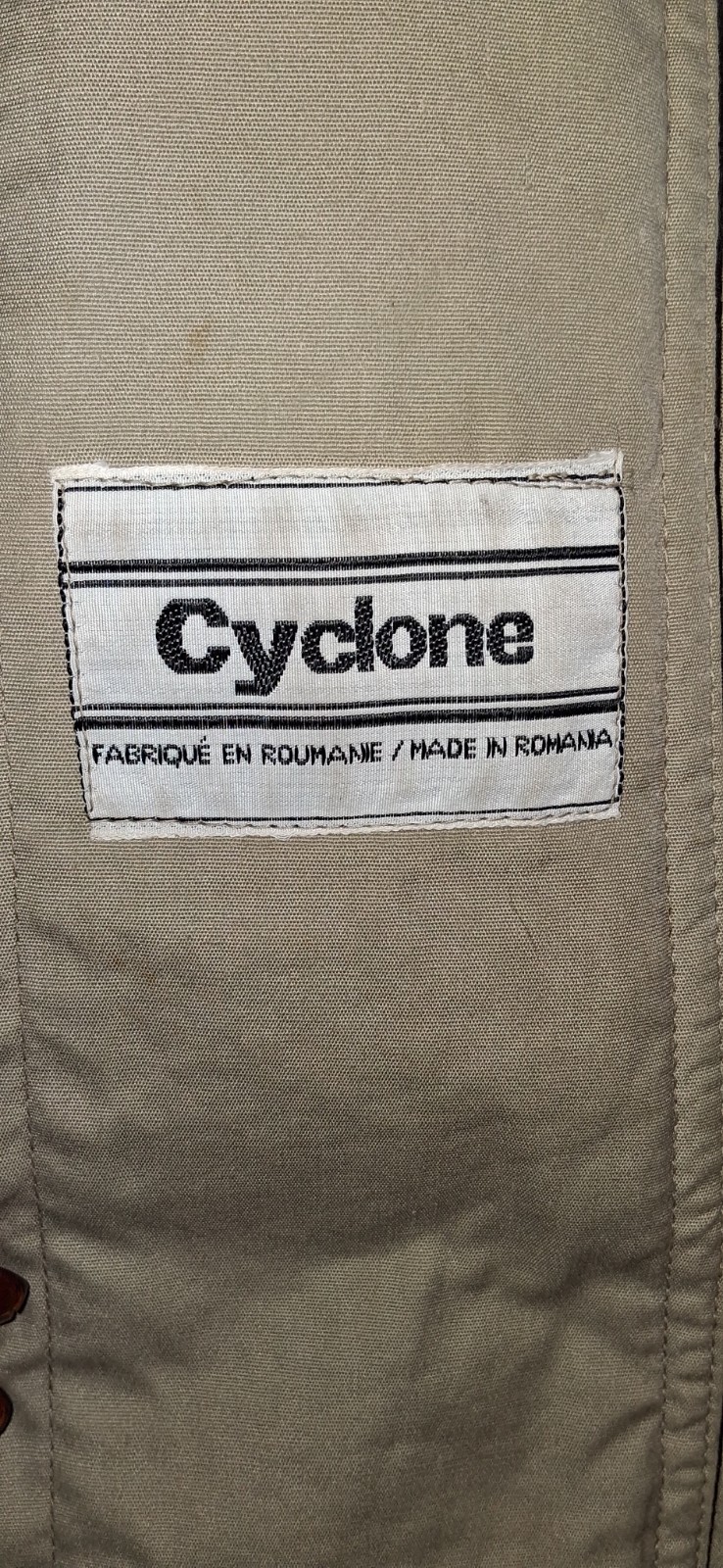 Vintage Cyclone Trench Coat Made in Romania Double Breasted Belted Duster Sz 6