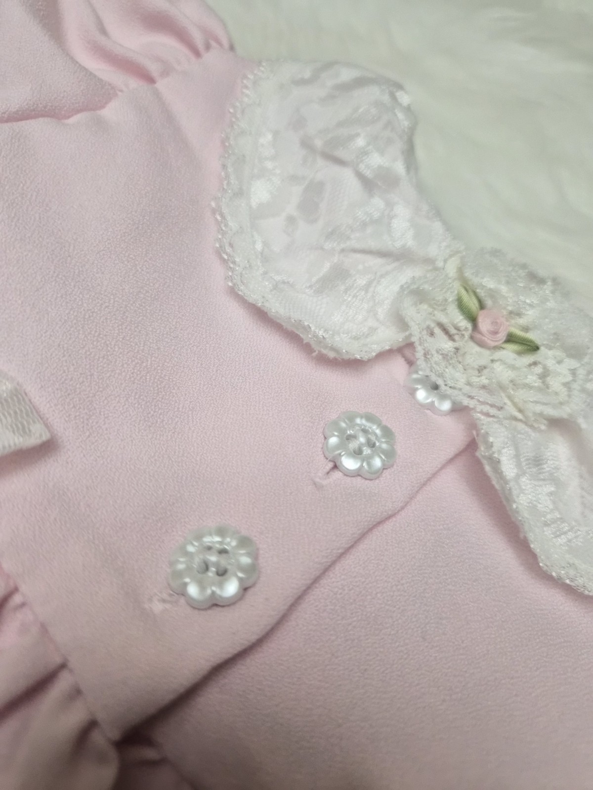 Vintage 3 pcs Baby Girl Dress Outfit Rose Cottage Size 12m Pink