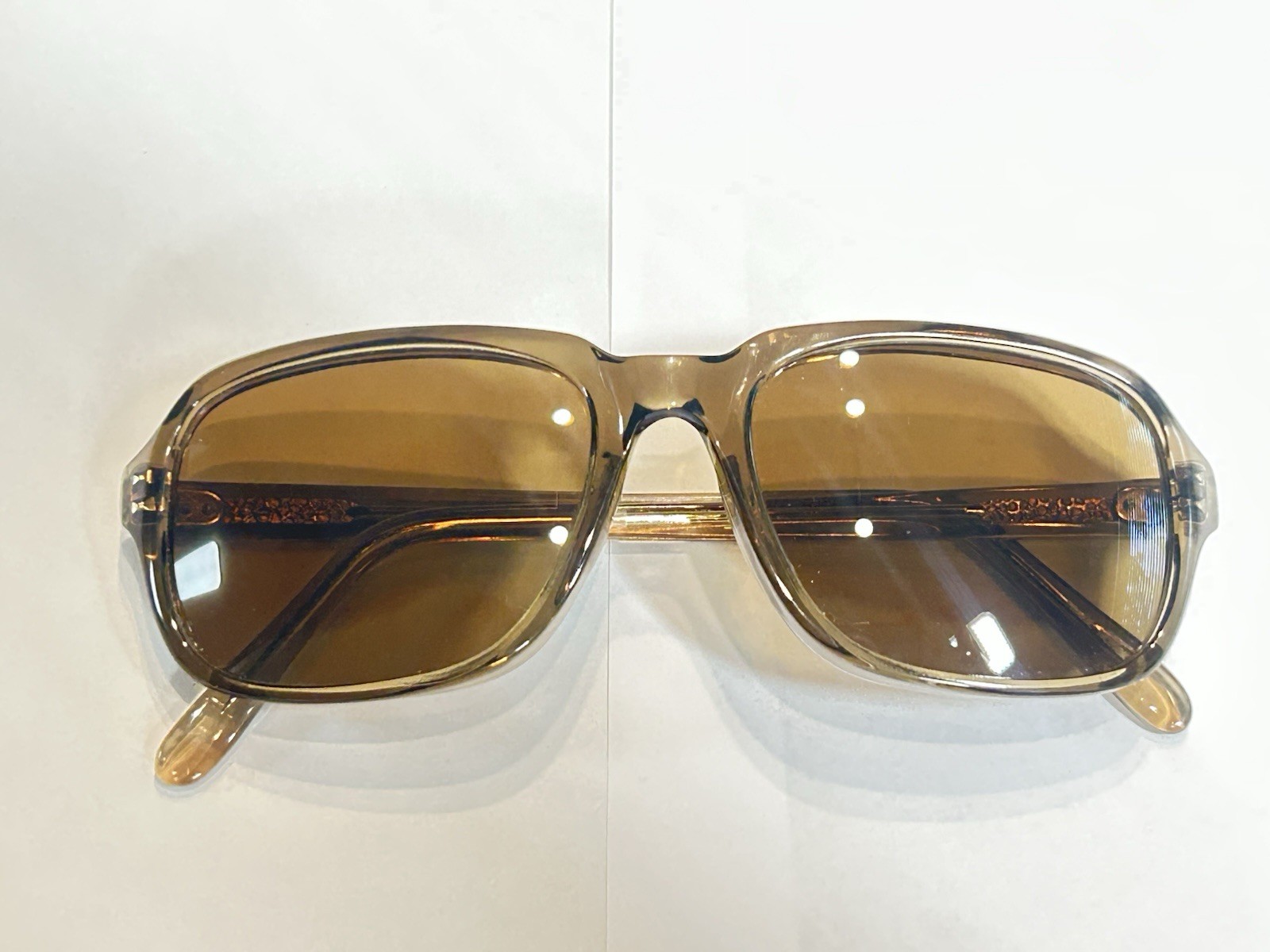 Frank Honkong Vintage Brown Sunglasses NOS New Old Stock Small Square 49-16