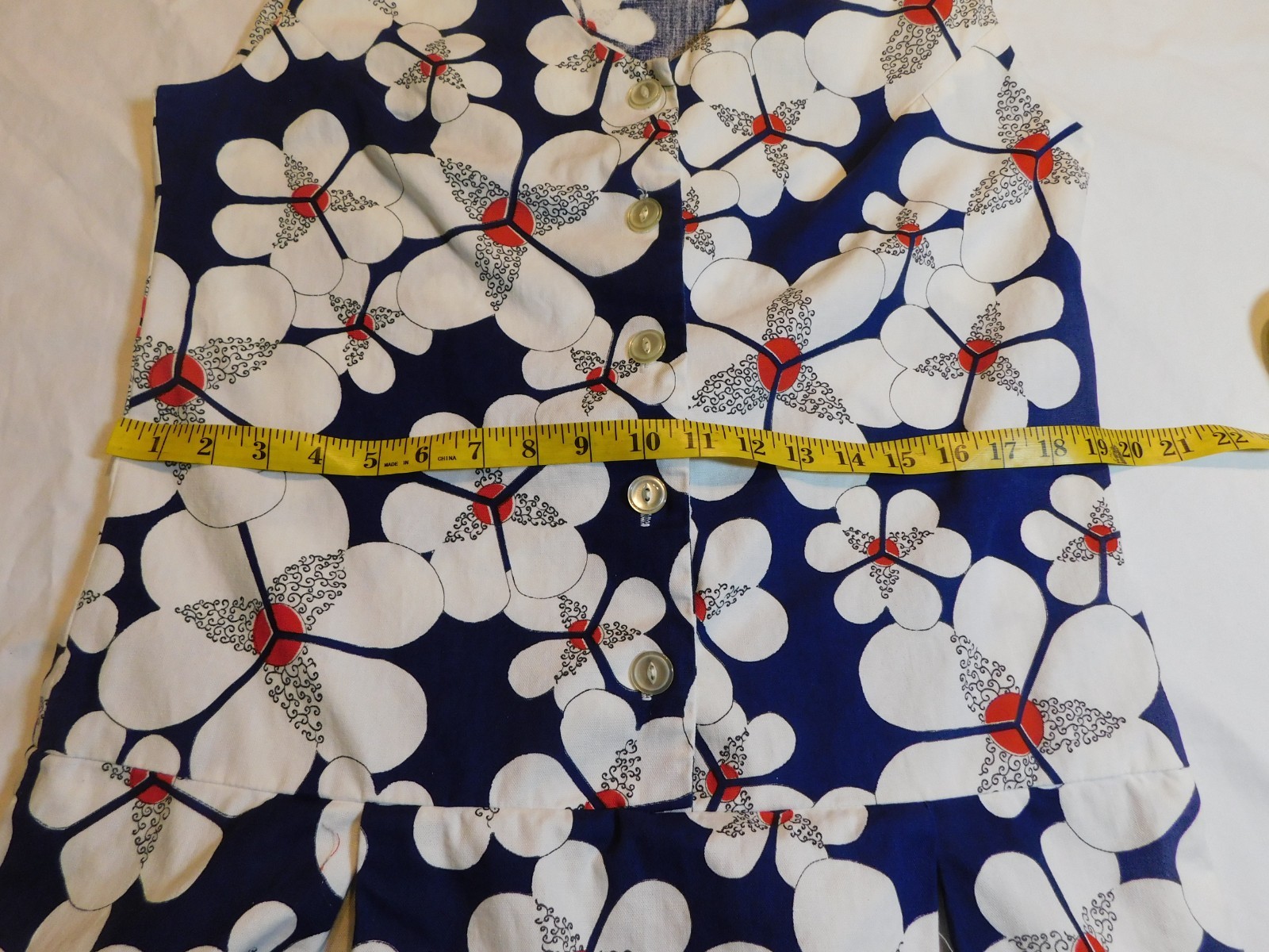 VTG 60s 70’s DRESS MINI JUMPER SKORT LARGE DAISY FLOWERS MOD GOGO GROOVY L