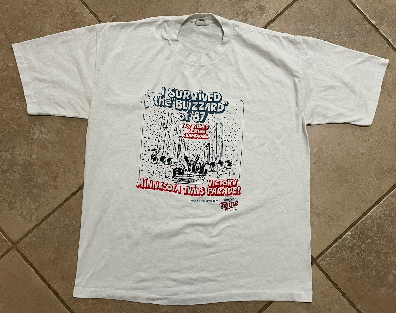 Minnesota Twins 1987 World Series Champions Vintage Single Stitch Tshirt XL
