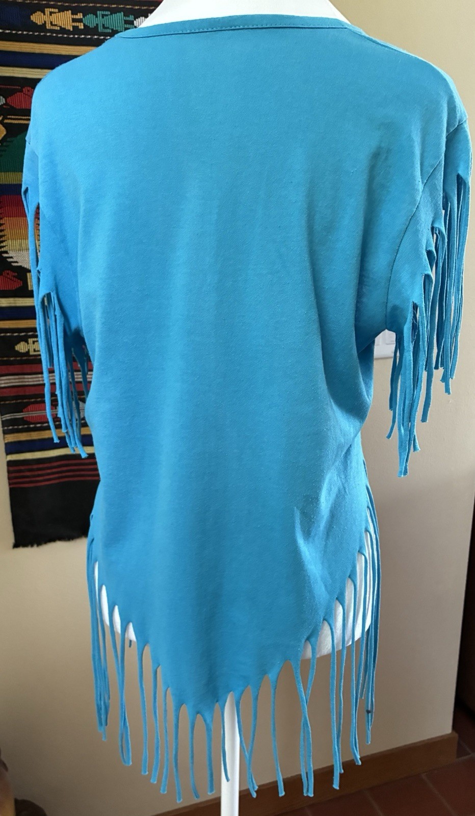 Vintage 80s 90s Las Vegas Teal Fringe Women’s T shirt Single Stitch size M