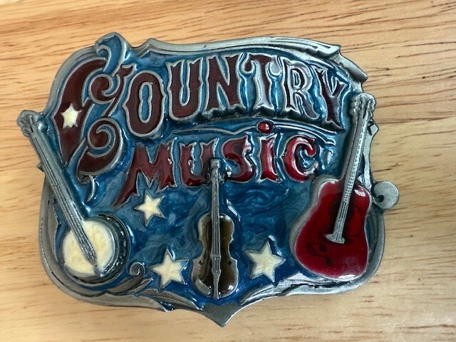 1982 Vintage Western Country Music Enameled Belt Buckle For Men & Women