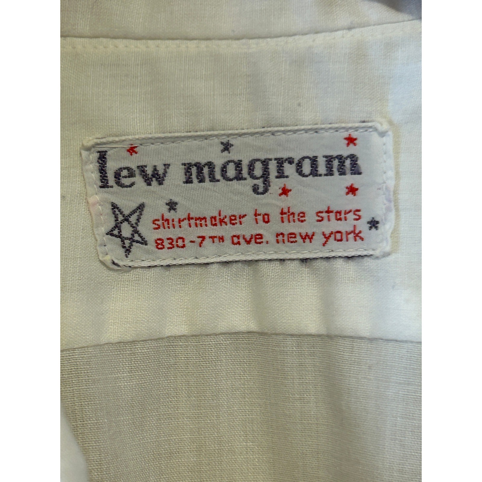 Vintage 70s Lew Magram Mens Tuxedo Shirt 15.5 White Ruffle Front Embroidered