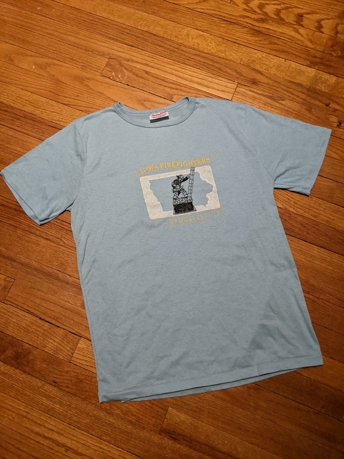 Vintage 70s Dodger Men’s Iowa Firefighters Memorial Blue Thin T-shirt sz XL