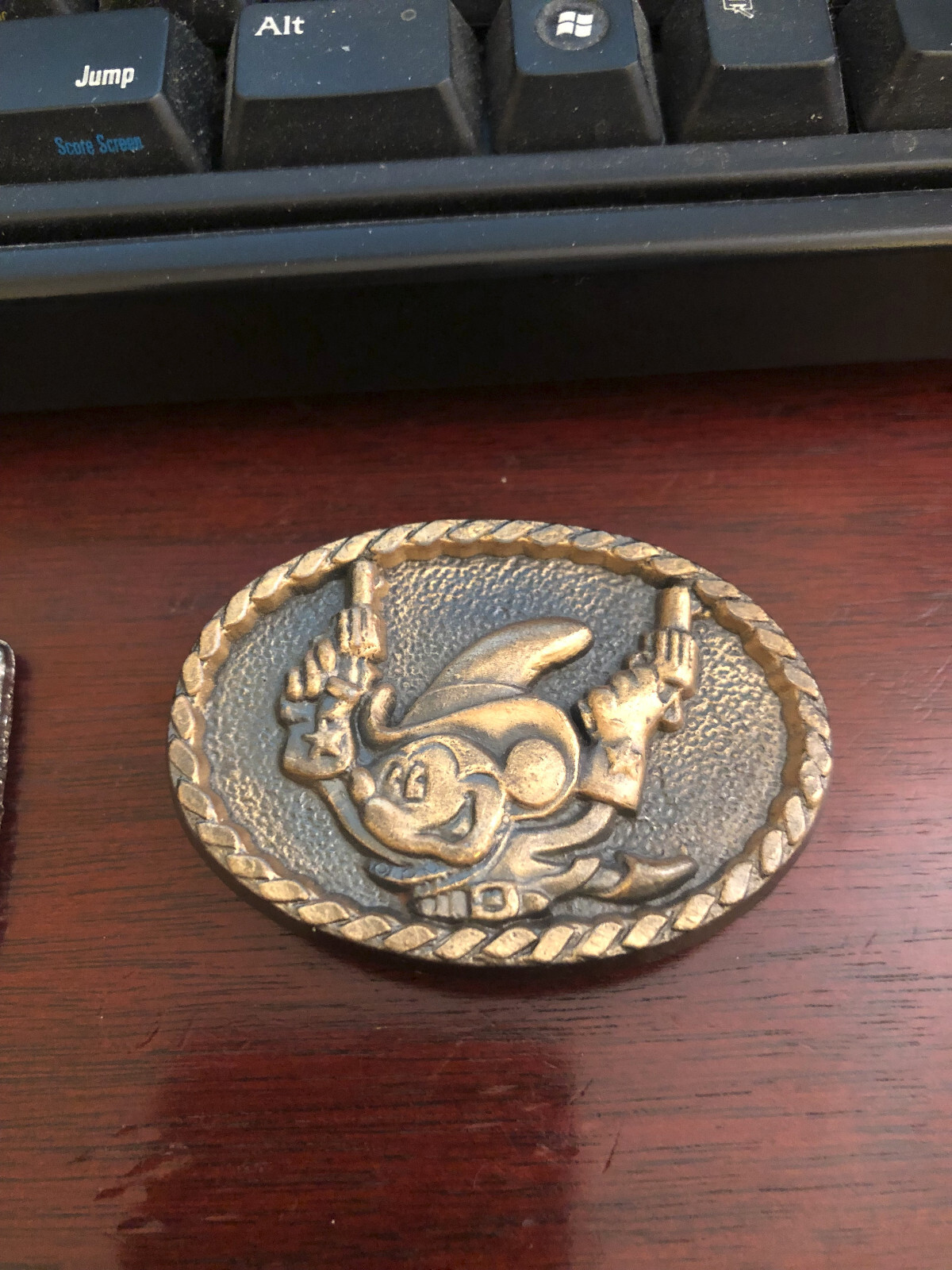 Vintage Mickey Mouse Cowboy Belt Buckle Pyramid Co. in 1970s lic. WALT DISNEY