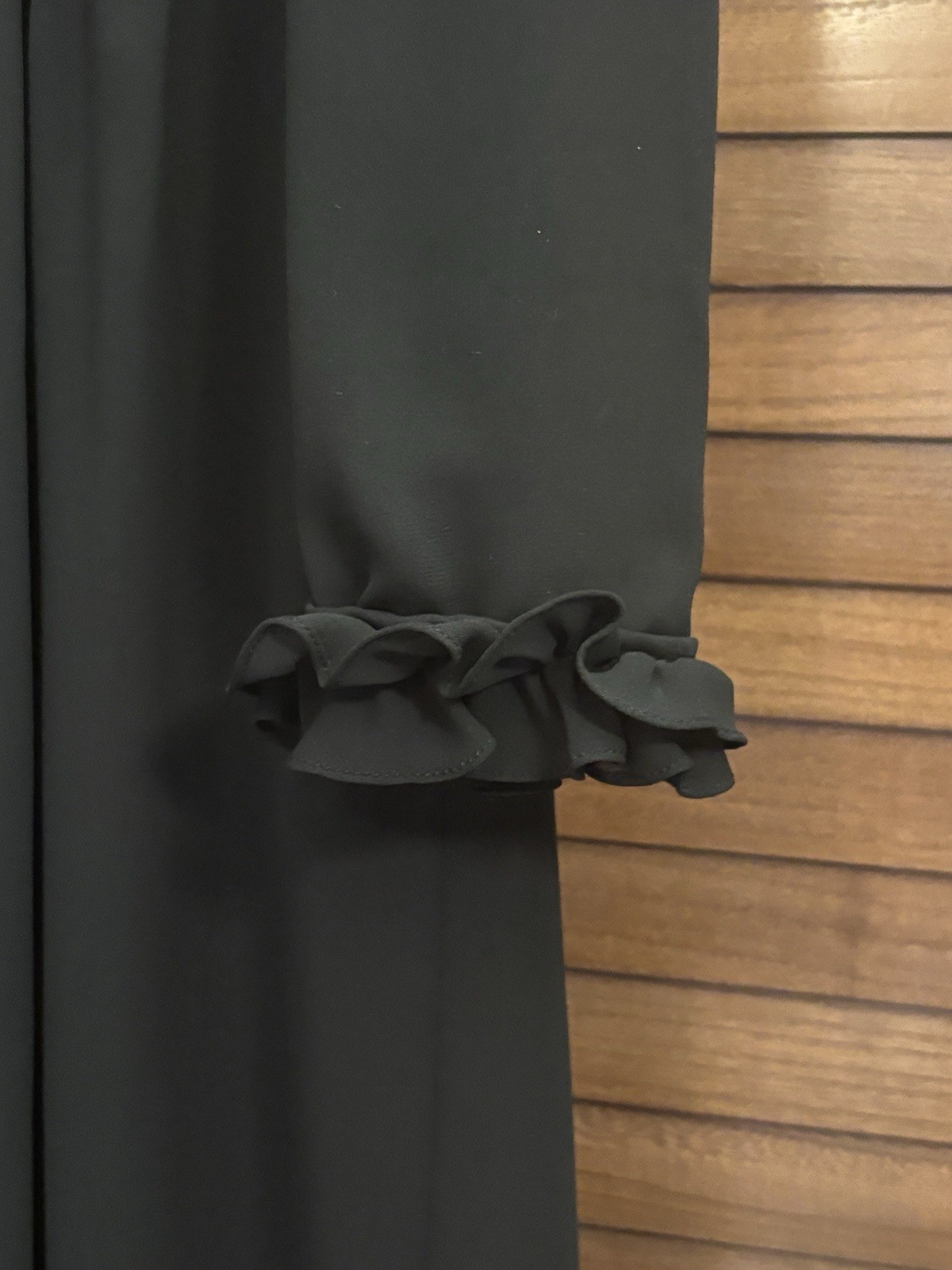 Albert Nipon Vintage 1980s Black Ruffled Pleated Silk Dress ILGWU Made in USA