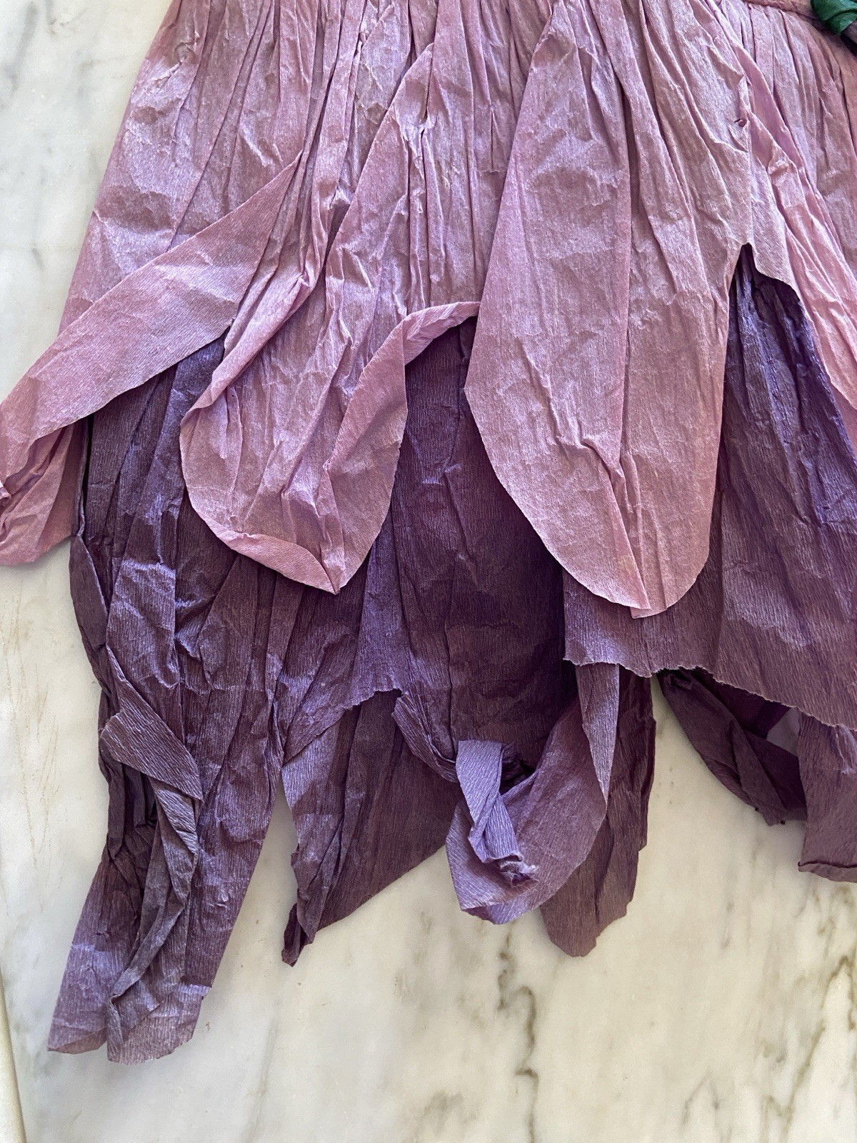 Antique 1920s Handmade Crepe Paper Flower Costume ChildFairy Dress Rare