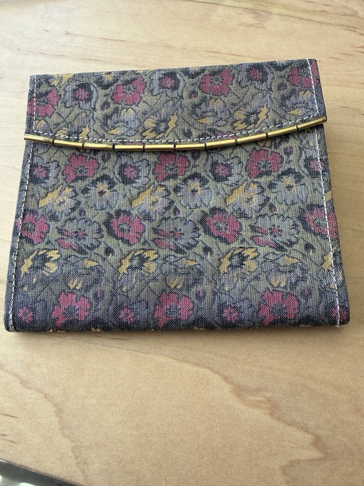 Vintage Les Miller Paris “The Frenchiane” Floral Tapestry Wallet Gold Frame MCM