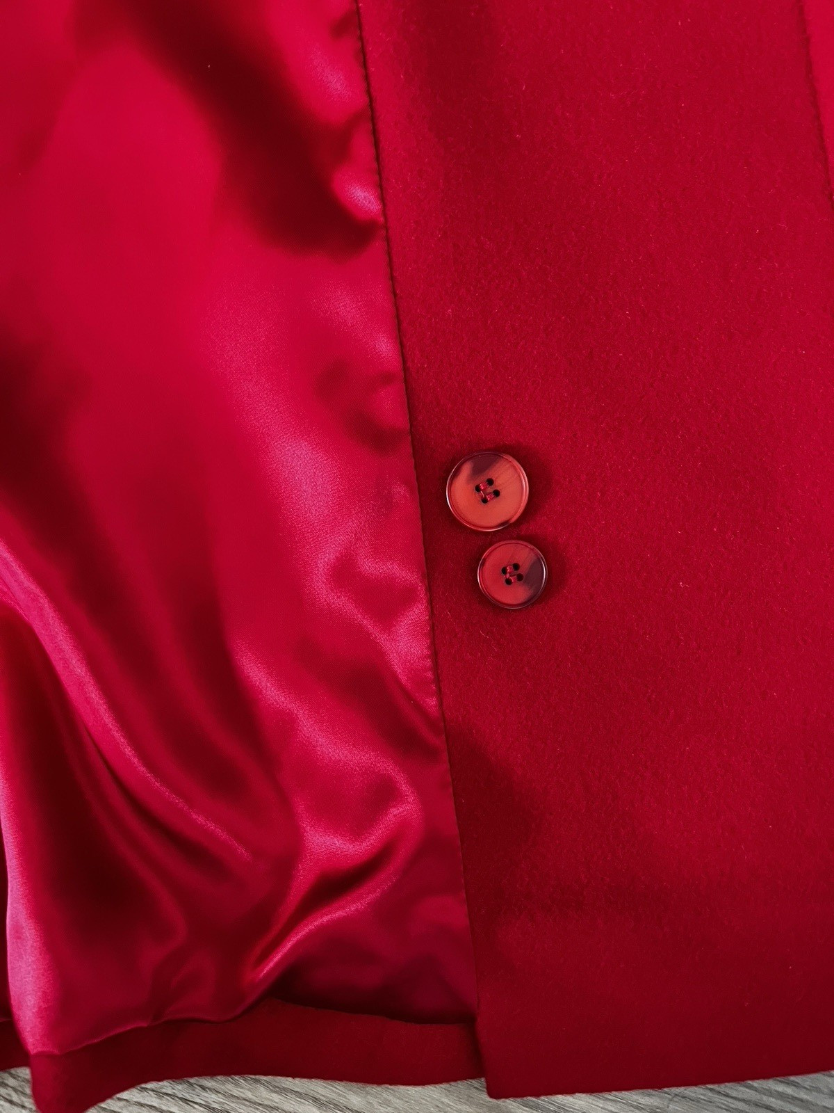 VTG Evan Picone Long 100% Wool Double Breasted Coat Women’s Medium Bright Red