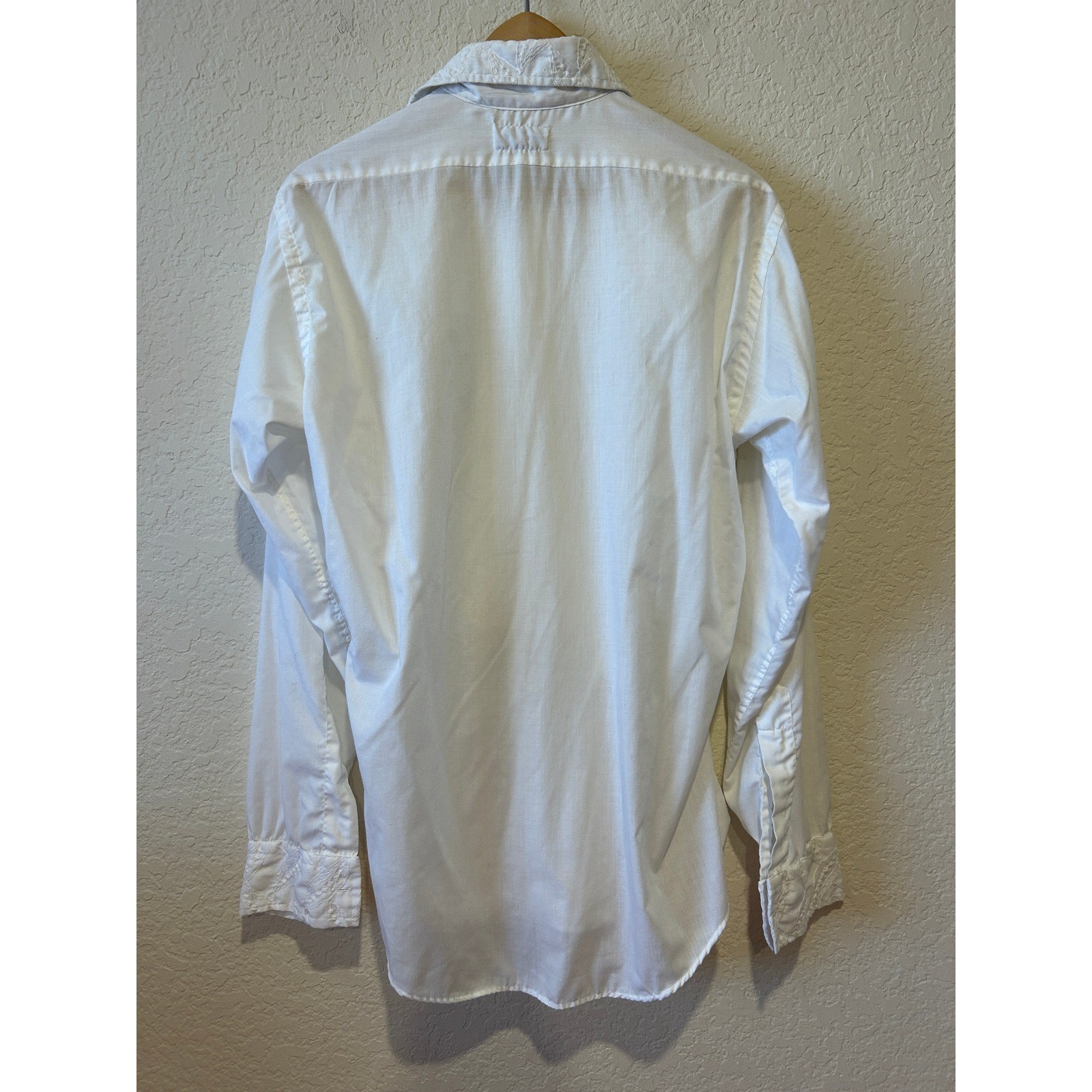 Vintage 70s Lew Magram Mens Tuxedo Shirt 15.5 White Ruffle Front Embroidered