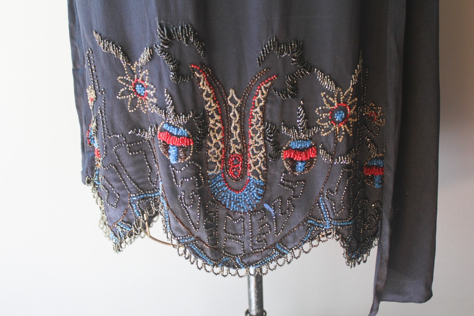 Antique 1920s Art Deco Beaded Dress w/ Side Swag VG Condition! Vintage 20s Dress