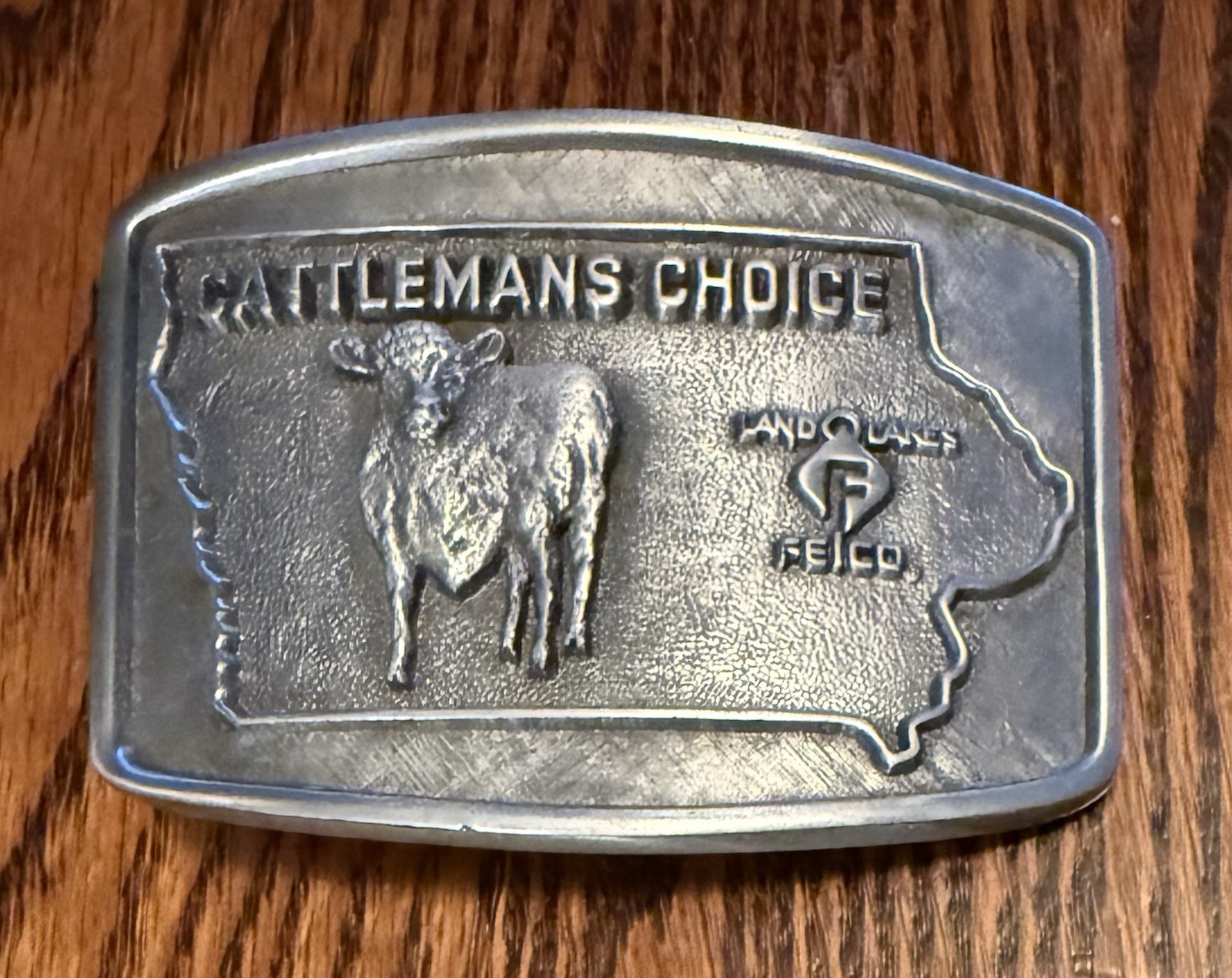 Vintage Belt Buckle Iowa Land O Lakes Felco Cattlemen’s Choice Cow Livestock