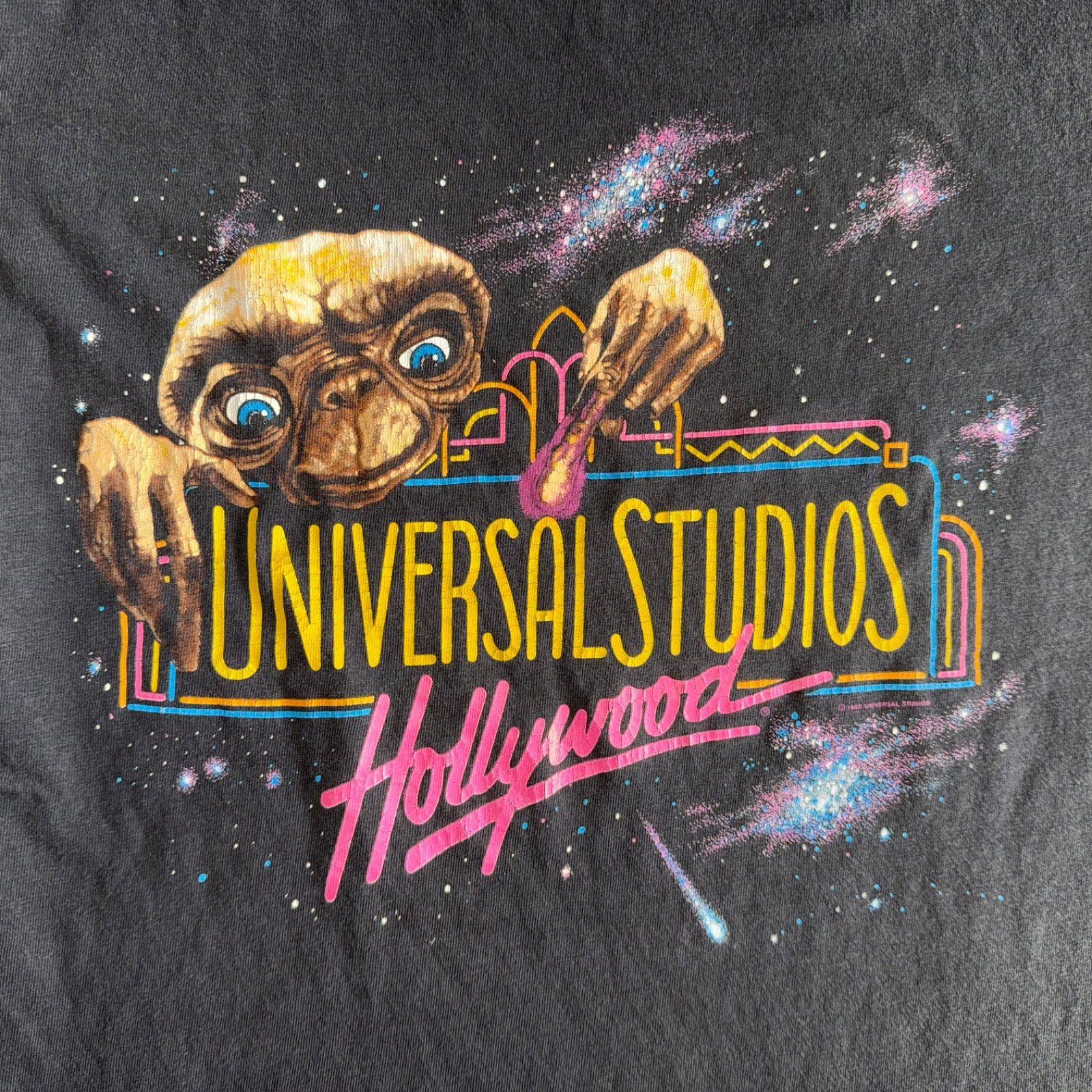 80s VINTAGE UNIVERSAL STUDIOS HOLLYWOOD SOUVENIR T-SHIRT SZ S E.T. THE MOVIE