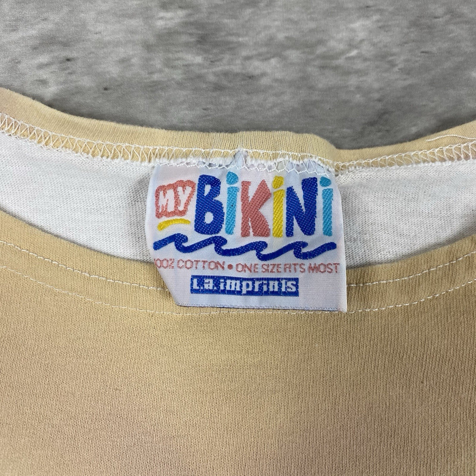 vintage MY BIKINI LA IMPRINTS t shirt OSFM seashell starfish 90s y2k cover up