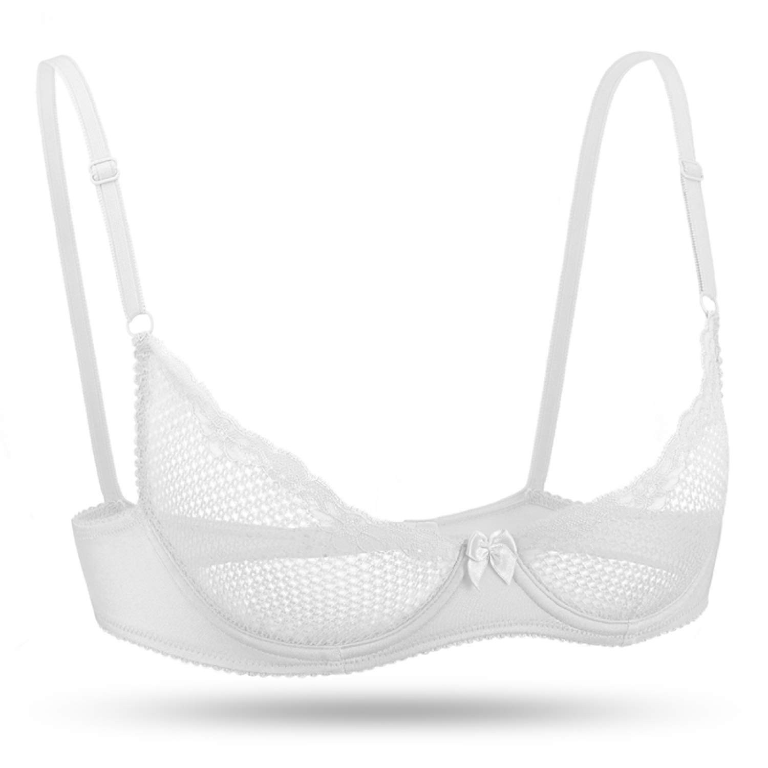 Wingslove Women’s See Through Lace Balconette Sexy Unlined Demi Cup Underwire…