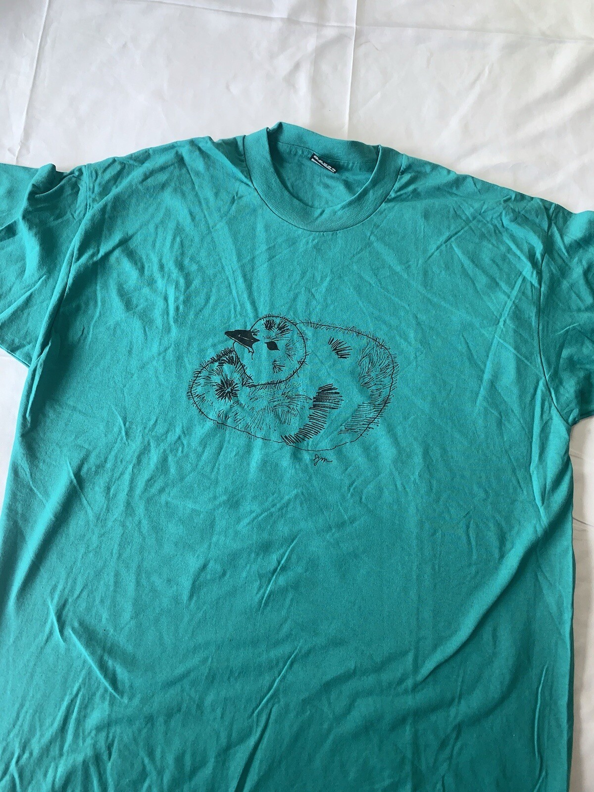 cartoon drawn vintage 50/50 fruit of the loom new XL Green Baby Duck