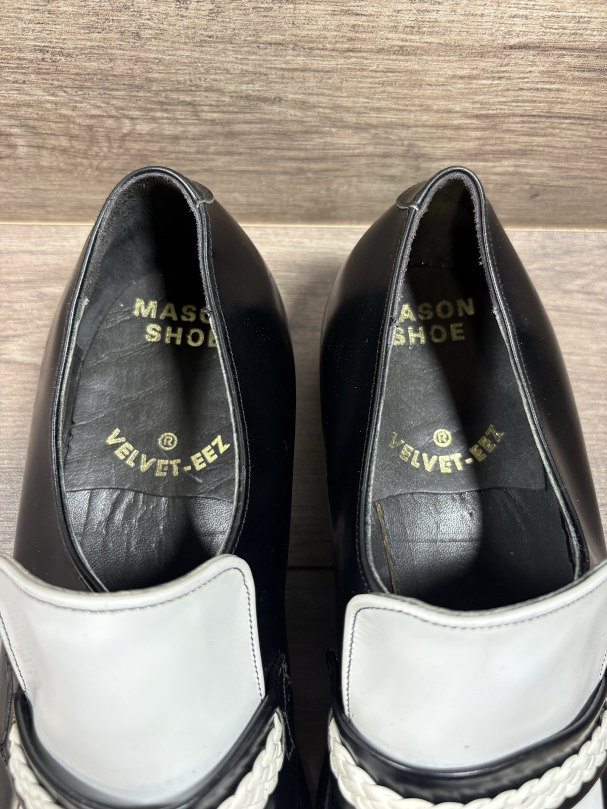 Mason Shoe Company Black White Loafers 1970s 2 Tone Disco Shoes Mens Size 11.5 E