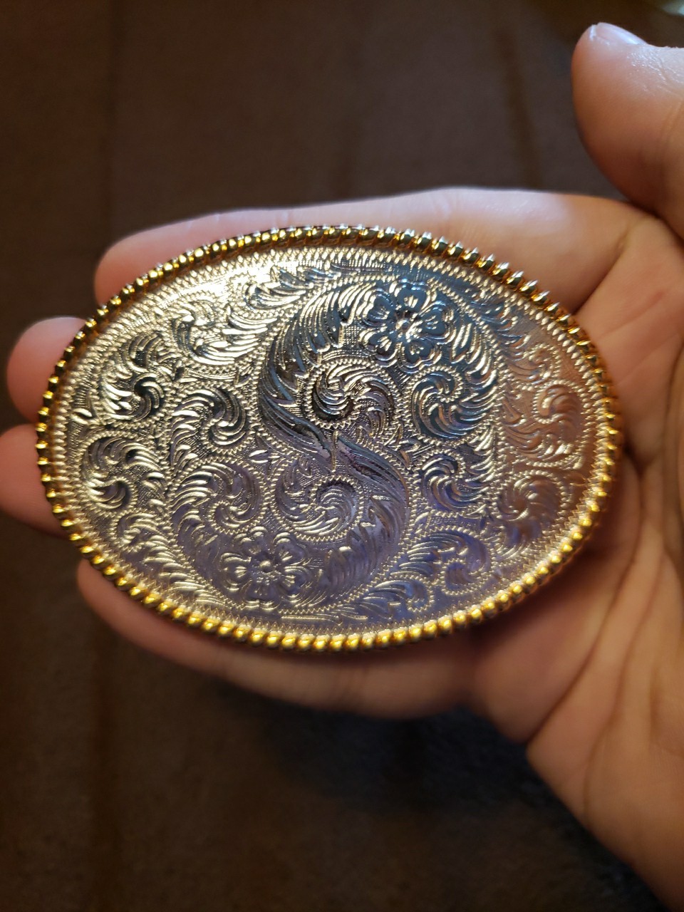 Western Floral Scroll Belt Buckle Cowboy Cowgirl Rodeo