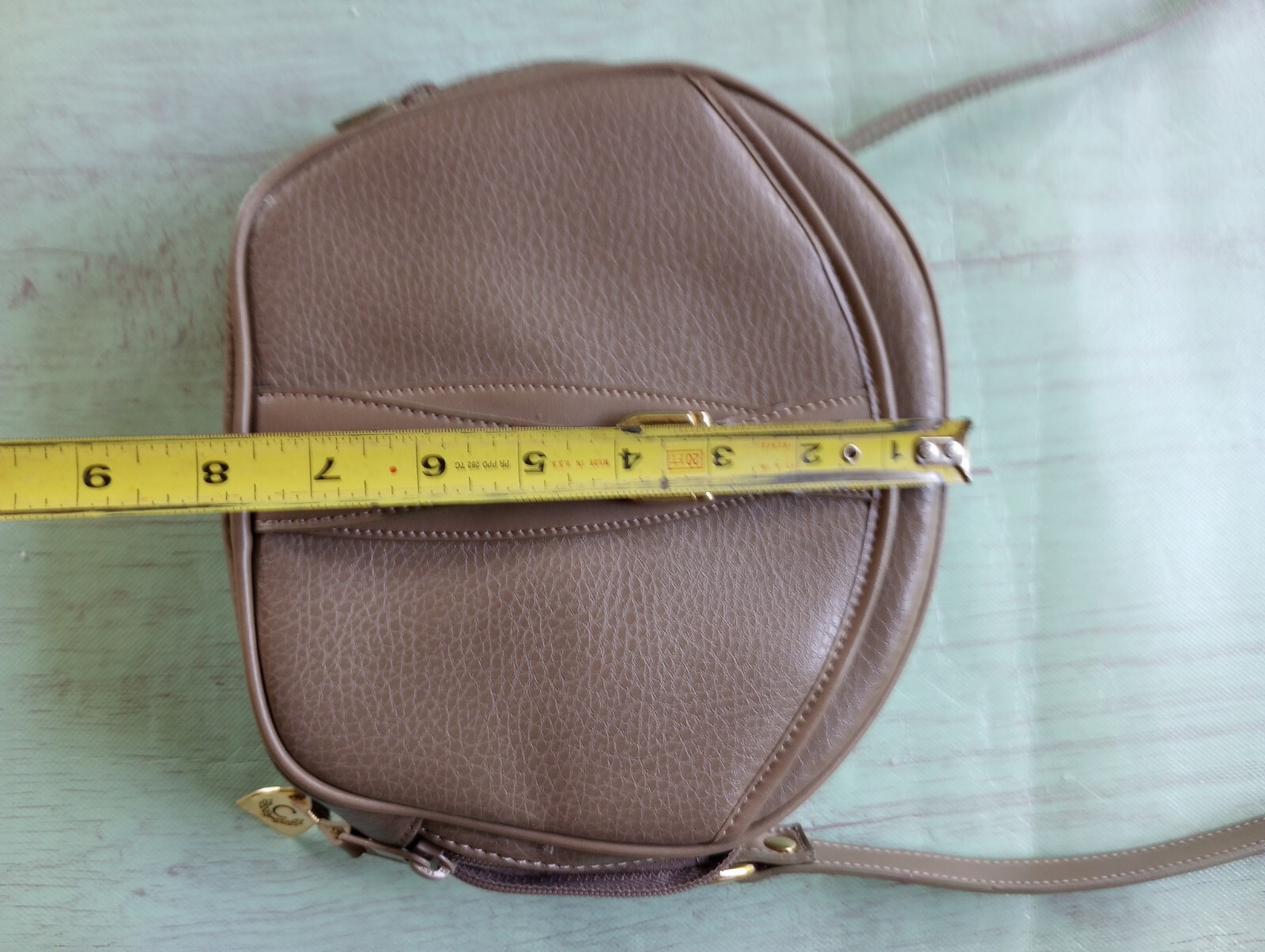 CHAUS CROSSBODY SHOULDER BAG Tan Textured LEATHER Made in Korea