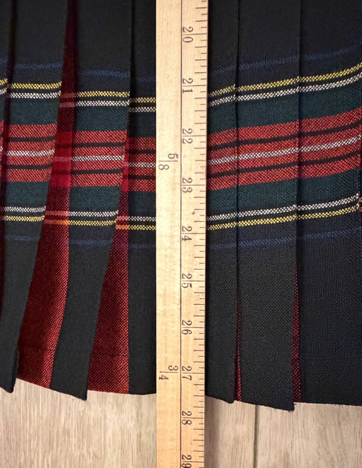 VTG Reversible Scottish Wool Pleated Skirt-Women 28″ Waist-Royal Stewart Tartan