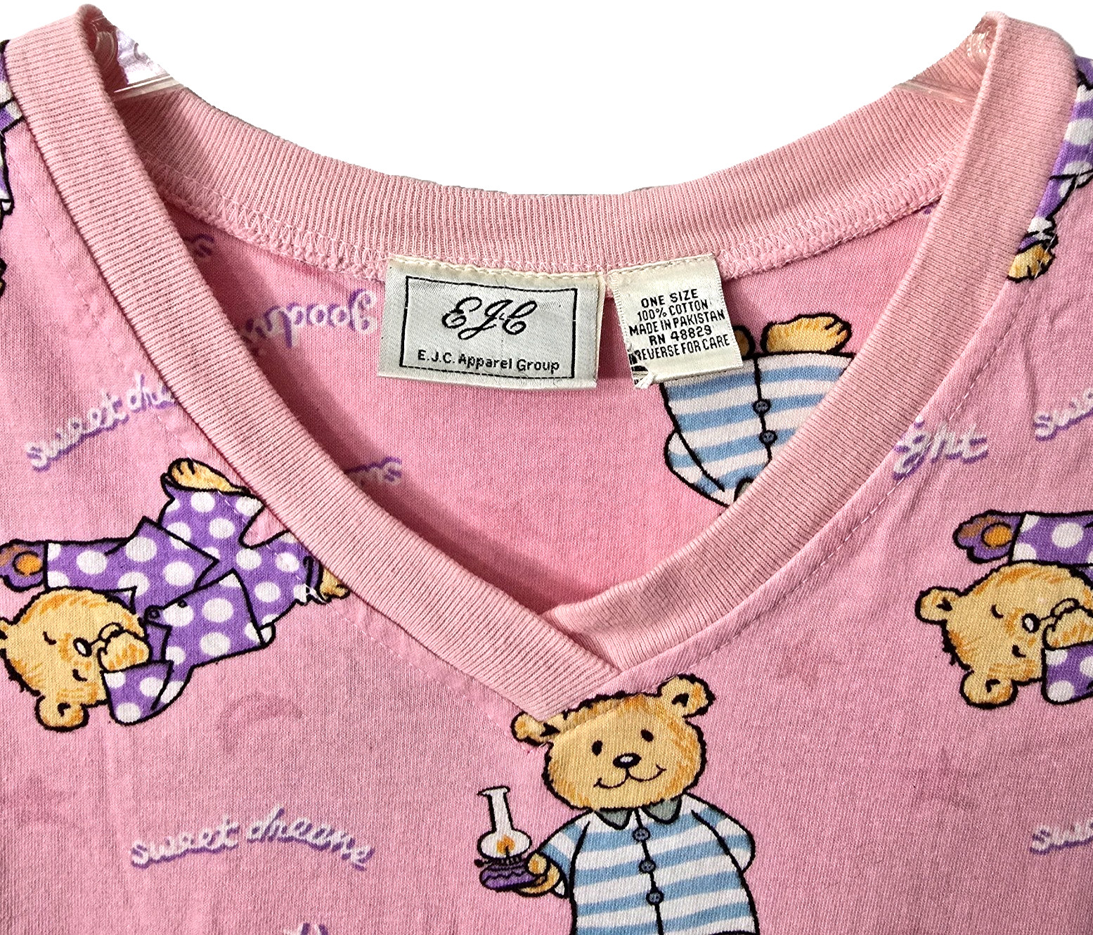 Vintage Bedtime Bears Pajama Shirt S M L XL One Size Night Gown Oversize 80s 90s