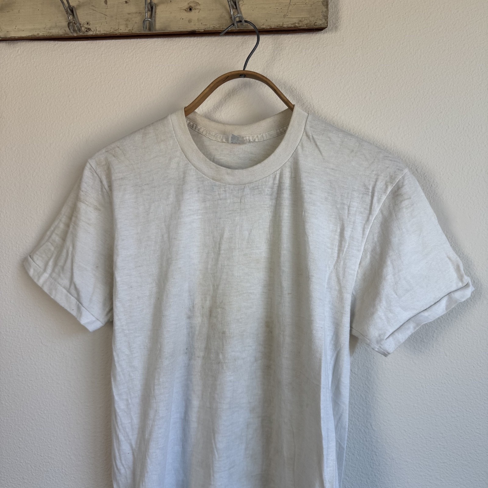 1980s JCPenneys 50/50 Paper Thin White T-Shirt M/L
