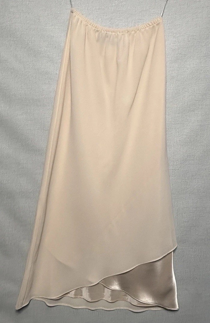 Jolibel Petite Skirt Suit Set Size 2 Beige Satin Vintage 90s